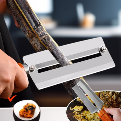 มีดปอกเปลือกด้ามจับไม้แบบใบมีดคู่