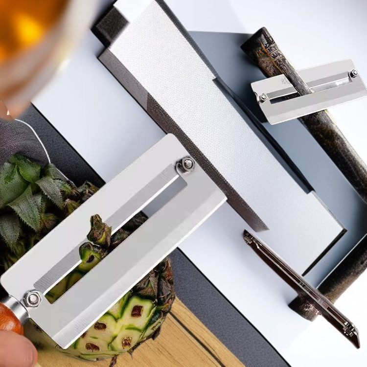 มีดปอกเปลือกด้ามจับไม้แบบใบมีดคู่