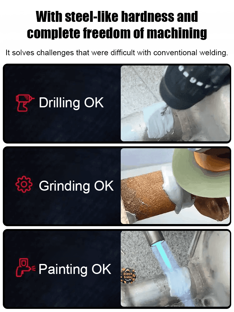 Crack welding metal casting adhesive