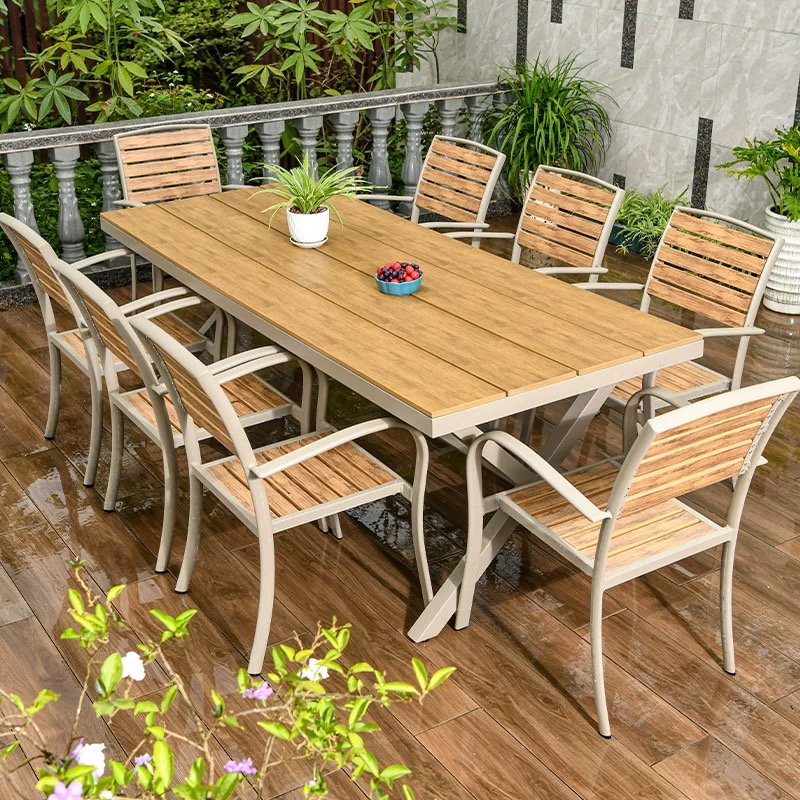 KIMDELIN Outdoor Dining Chair Set of 6 Modern Aluminum Stackable Chairs Patio Dining Chair with Powder-Coating Weather-R