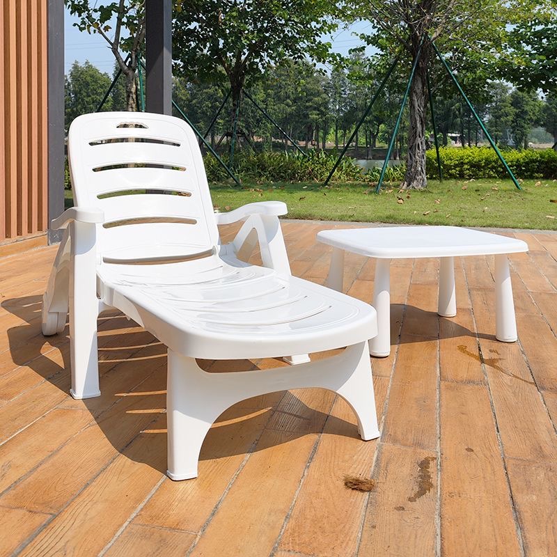 KIMDELIN Outdoor Foldable Swimming Pool Beach Chairs Beach Table Outdoor Deck Chairs White Poolside Deck Chairs Sun Lounger