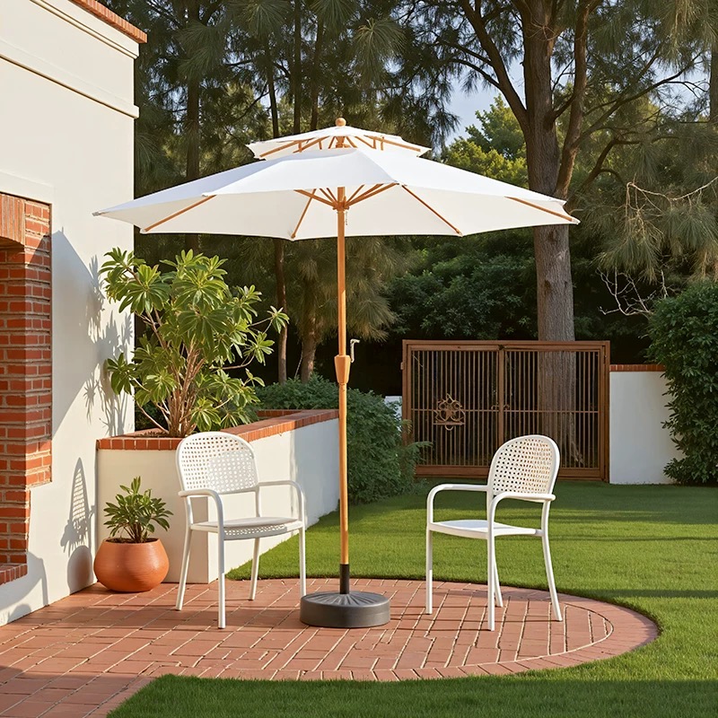 KIMDELIN 2.7M Outdoor Patio Double Umbrella For Outdoor Garden Yard Pool Beach (Not included Base)