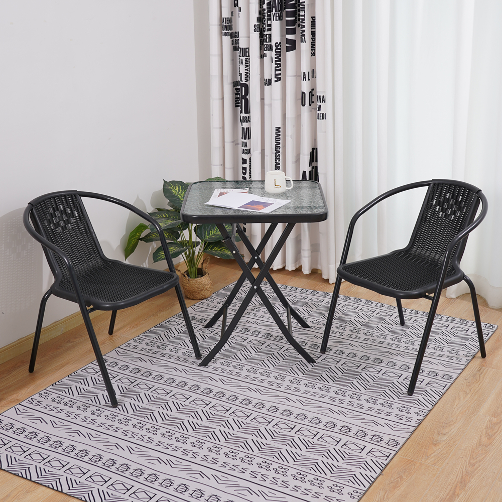 KIMDELIN Outdoor Furniture Garden Set table + 4 chairs, Black /White Table For Balcony,Patio,Terrace