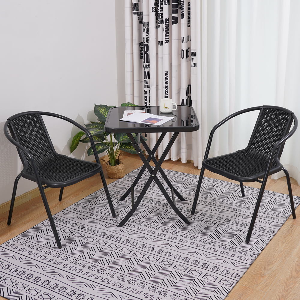 KIMDELIN Outdoor Furniture Garden Set table + 4 chairs, Black /White Table For Balcony,Patio,Terrace