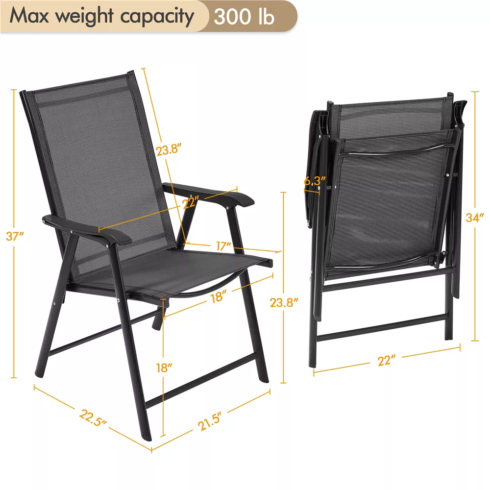 KIMDELIN Patio Dining Chairs, Outdoor Chairs, Portable Folding Chairs for Camping Pool Beach Deck
