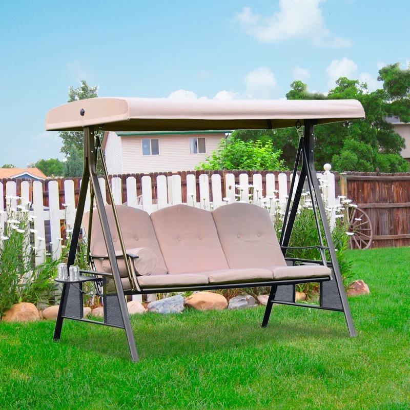 KIMDELIN Outdoor Swing 3 Person Porch Swing Hammock with Adjustable TiltCanopy