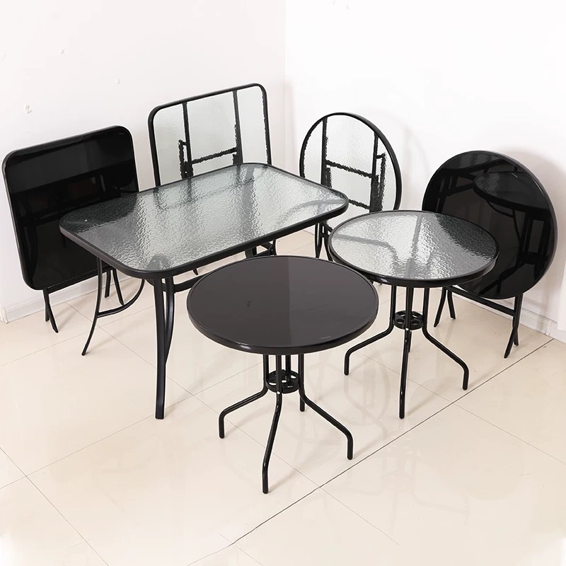 KIMDELIN Outdoor Furniture Glass Table Square Table For Garden, Pool,Market,Patio