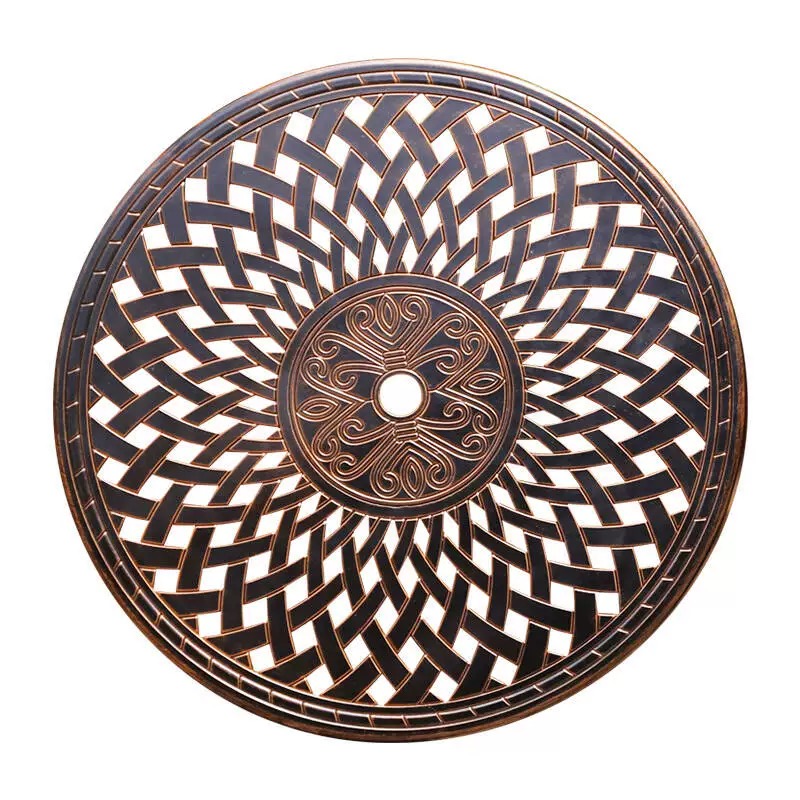 KIMDELIN Outdoor Cast Aluminum Dining Set for Patio, Balcony, Lawn, Garden, Backyard with Umbrella Hole