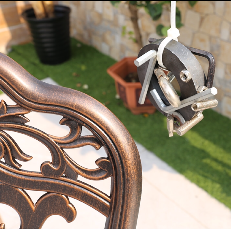 KIMDELIN Outdoor Cast Aluminum Dining Set for Patio, Balcony, Lawn, Garden, Backyard with Umbrella Hole