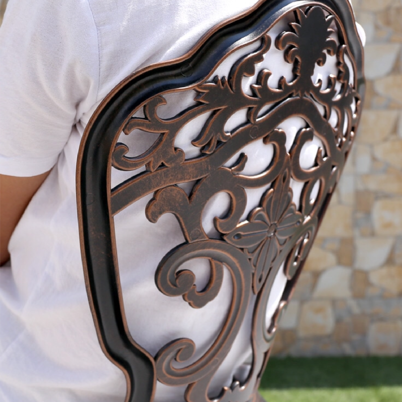 KIMDELIN Outdoor Cast Aluminum Dining Set for Patio, Balcony, Lawn, Garden, Backyard with Umbrella Hole