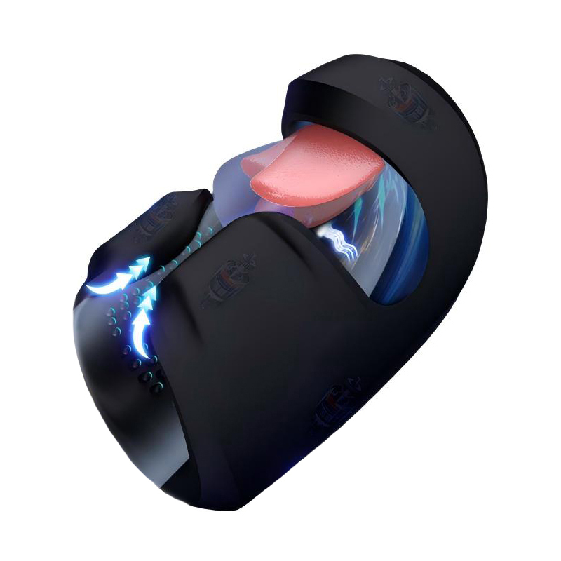 อุปกรณ์ฝึกอวัยวะเพศชาย มอเตอร์คู่ สั่นสะเทือน+เลียนแบบการเลีย+การนวด ลิ้นสมจริง ใช้งานได้ 2 แบบ-sextoyfunny