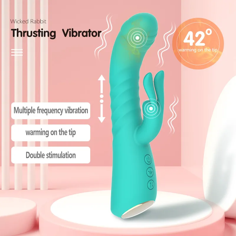 Rabbit Ear Simulated Penis Thrusting & Heating Vibrator