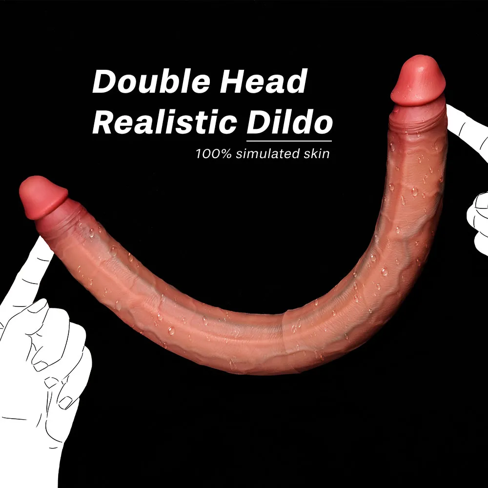 Extra-Long Bendable Dual-Head Lesbian Realistic Dildo