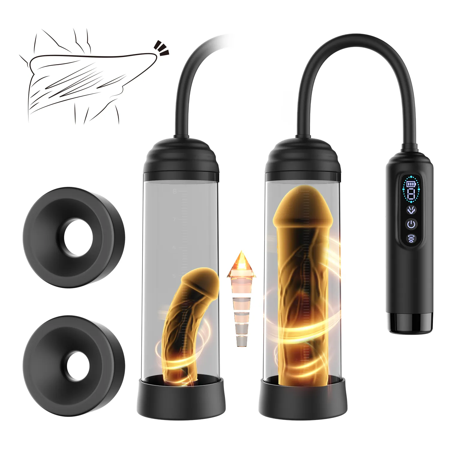 เครื่องปั้มควยอัตโนมัติสุญญากาศพร้อมจอ LCD 6 โหมดฝึก