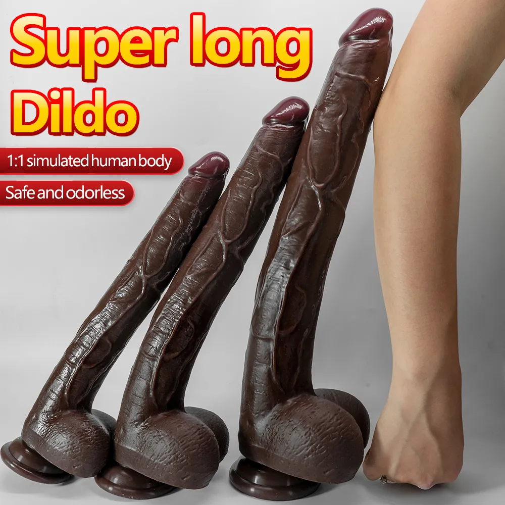 Black Extra-Long Liquid Silicone Dildo 3 Sizes Available