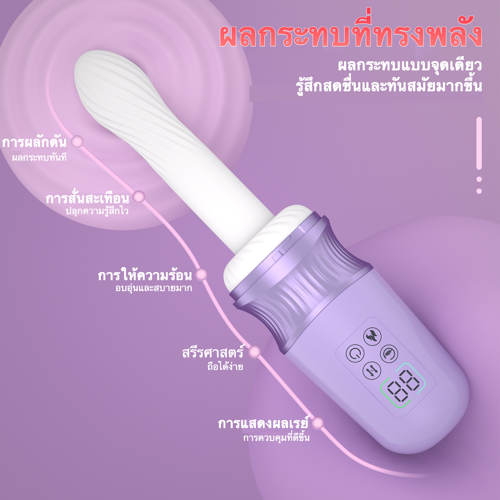เครื่องสอดใส่ ความเร็วยืดหด 800 ครั้งต่อนาที 7 ความถี่การยืดหด 7 ความถี่การสั่น ระบบทำความร้อนกดปุ่มเดียว-sextoyfunny