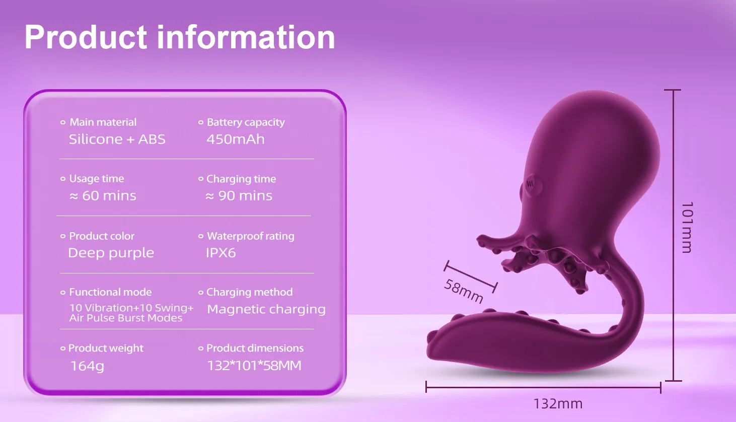 เครื่องนวด AV แกว่ง+สั่น+บีบอัดอากาศ APP ความถี่คู่ 10 ระดับ
