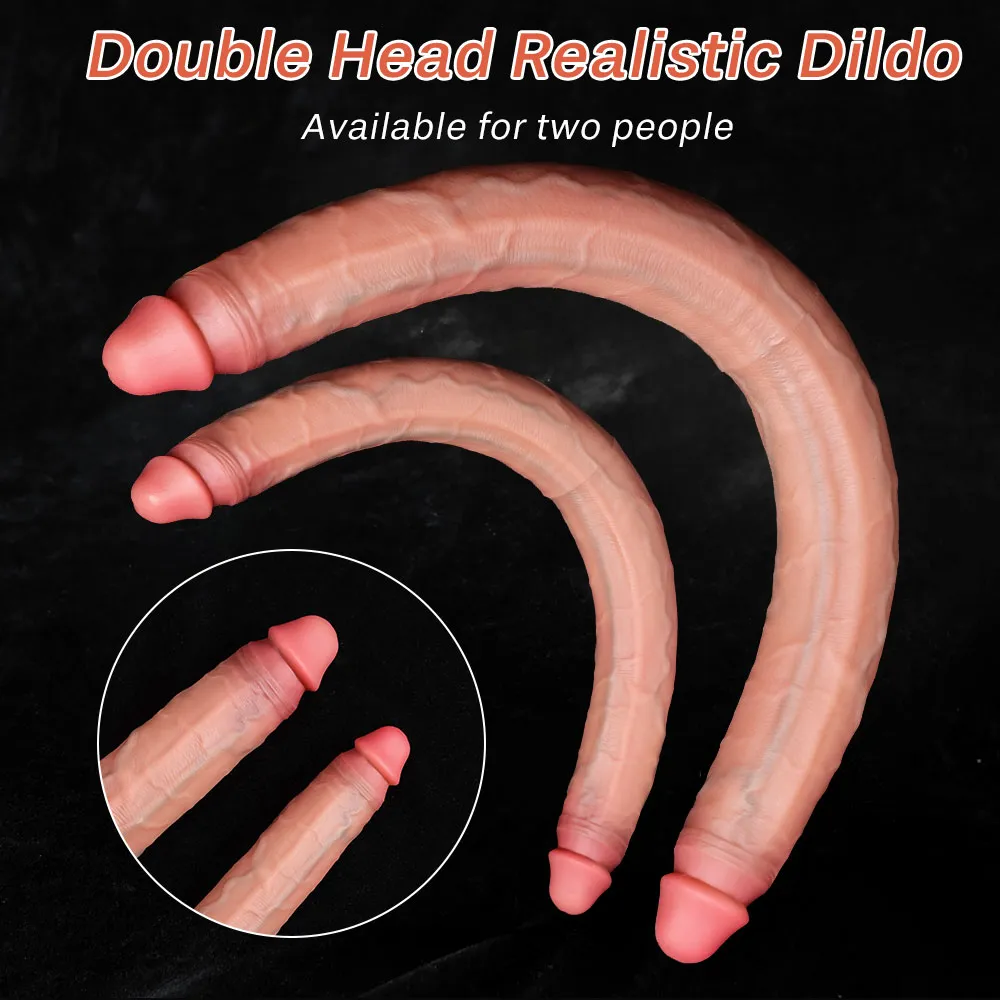 Extra-Long Bendable Dual-Head Lesbian Realistic Dildo
