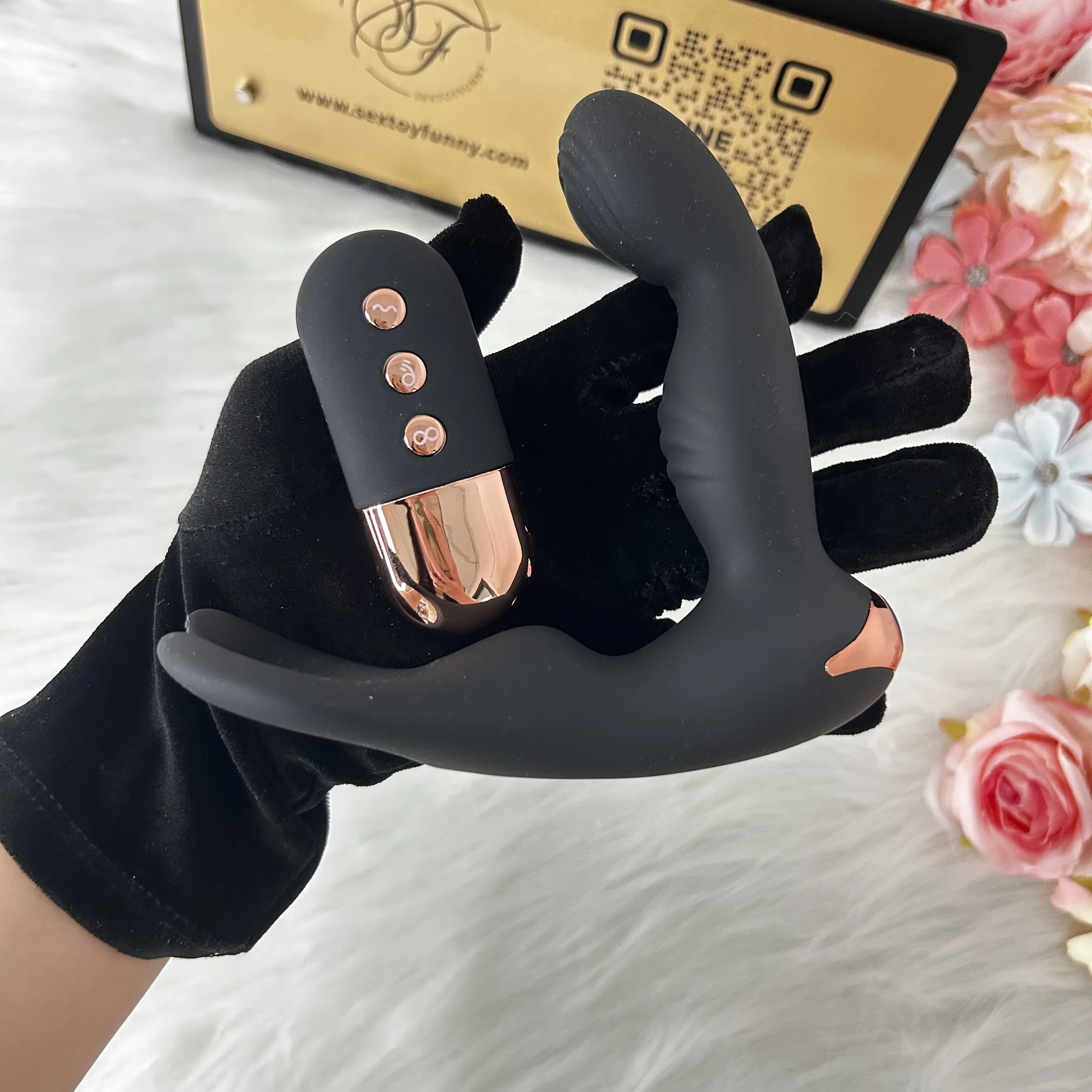 Integrated Cock Ring Prostate Massager One-Button Burst Mode
