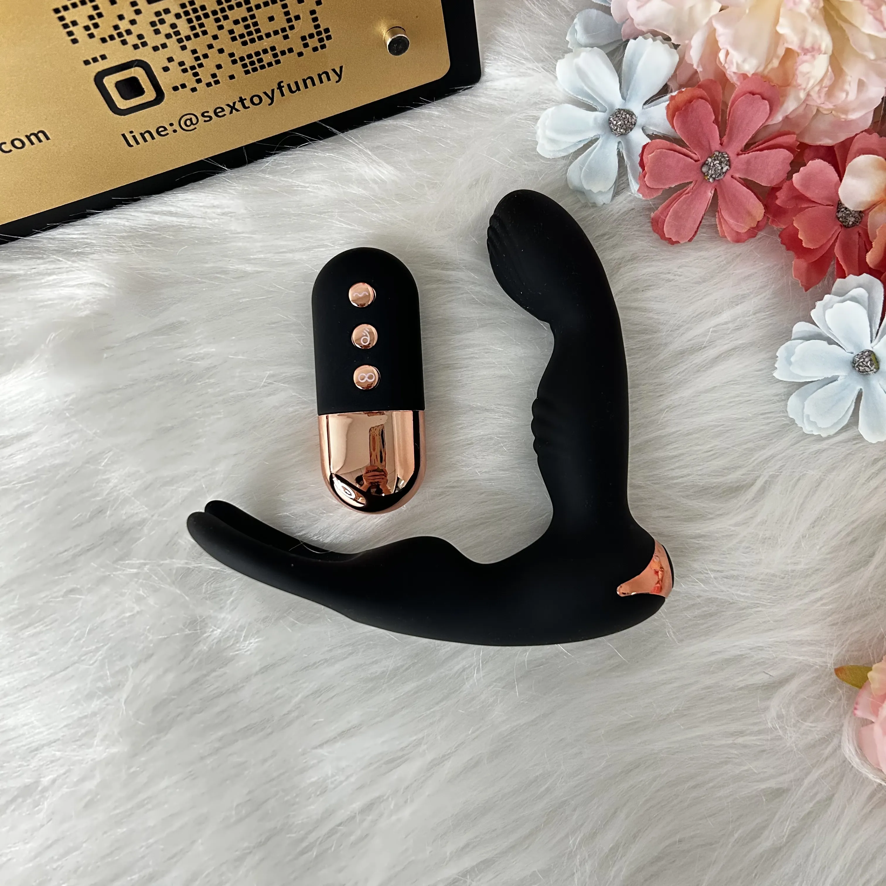 Integrated Cock Ring Prostate Massager One-Button Burst Mode