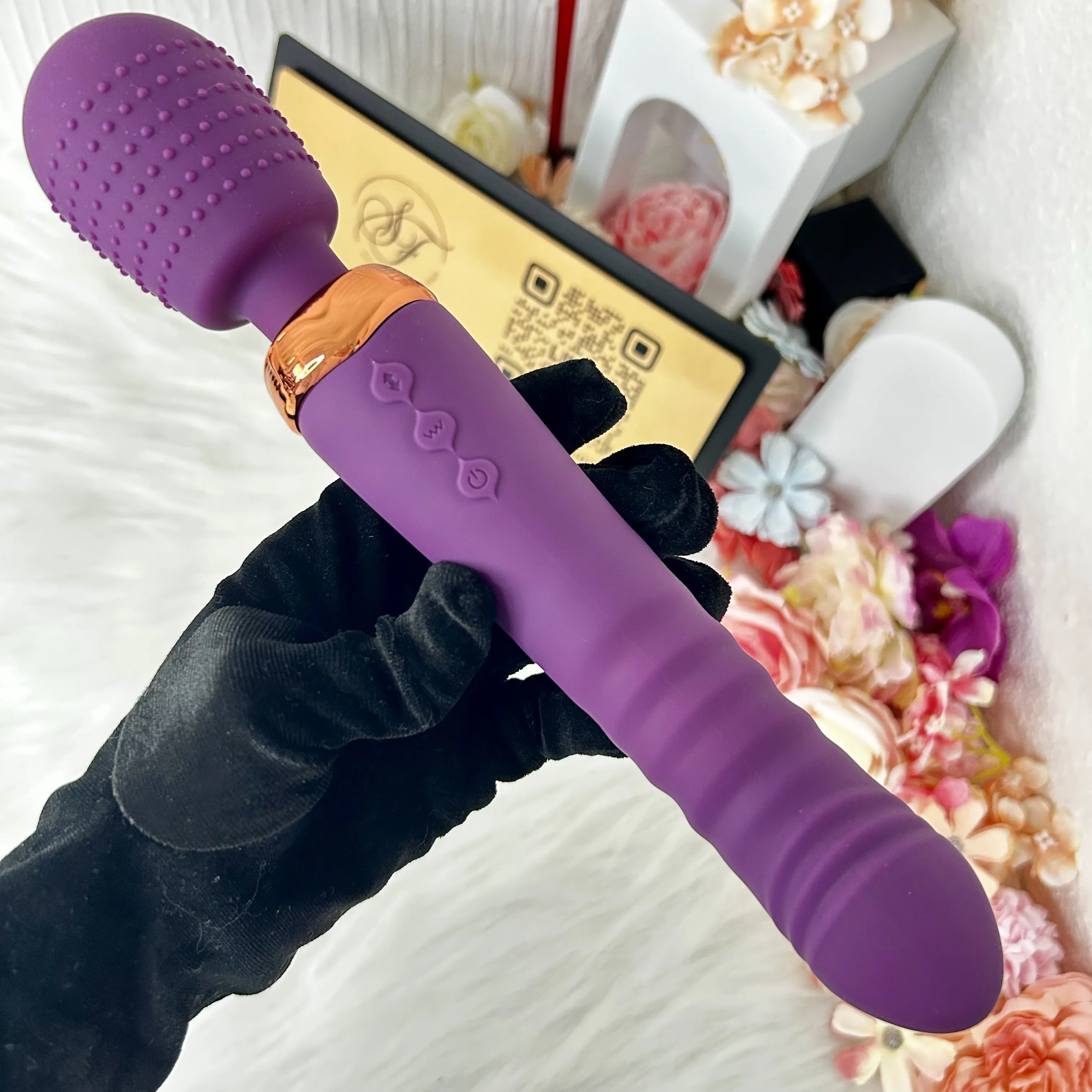 10 Vibrating & 5 Thrusting Dual Wand Dildo Vibrators