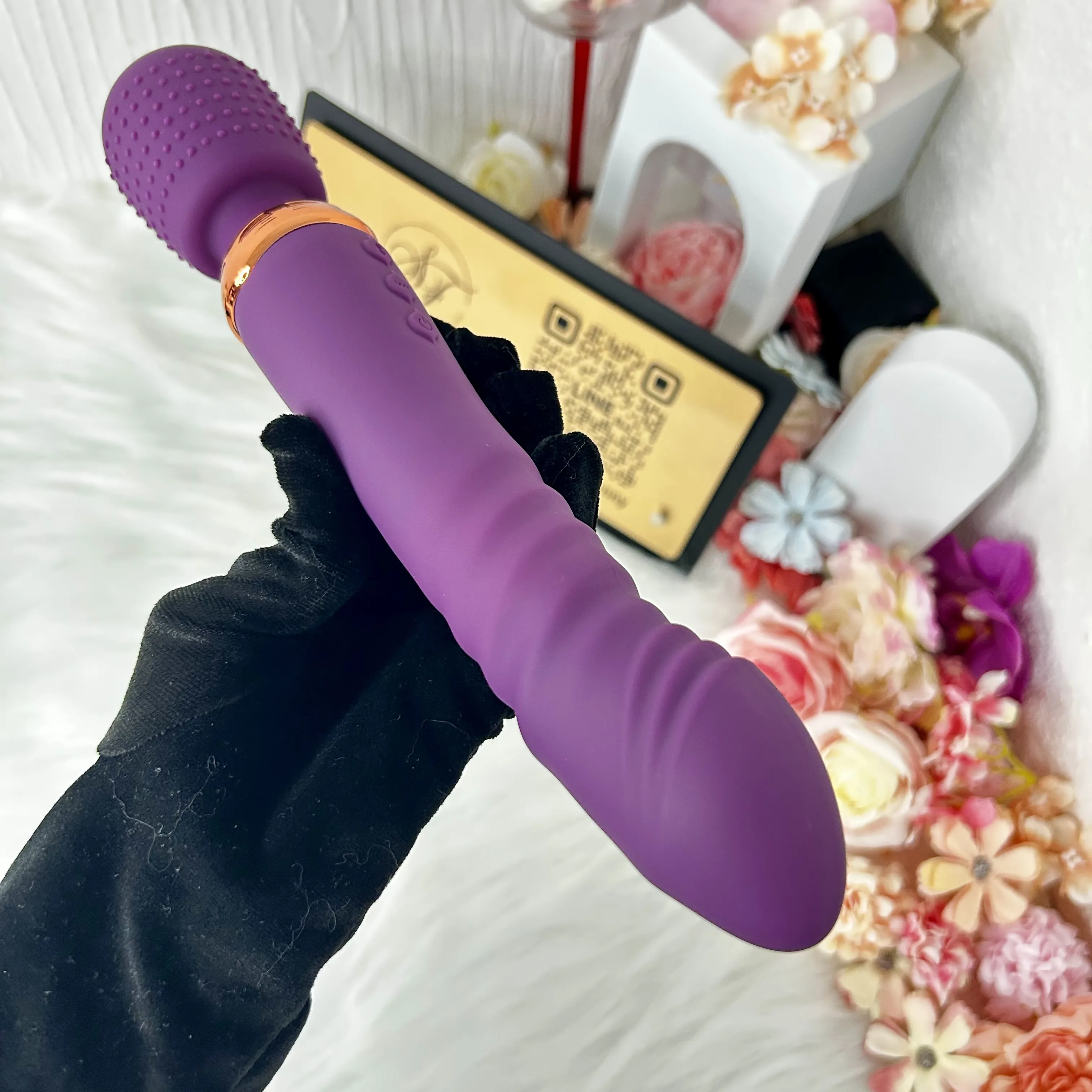 10 Vibrating & 5 Thrusting Dual Wand Dildo Vibrators