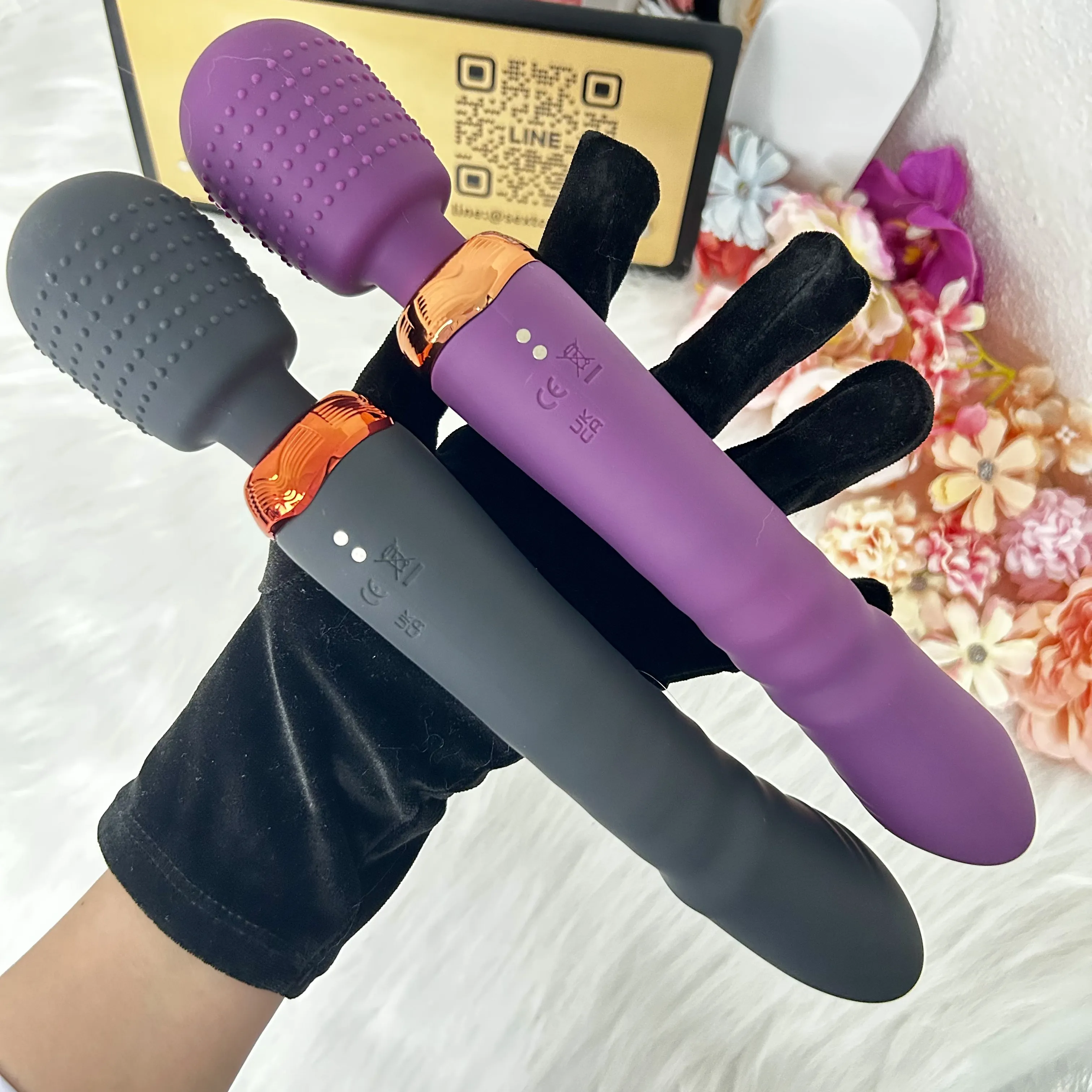 10 Vibrating & 5 Thrusting Dual Wand Dildo Vibrators