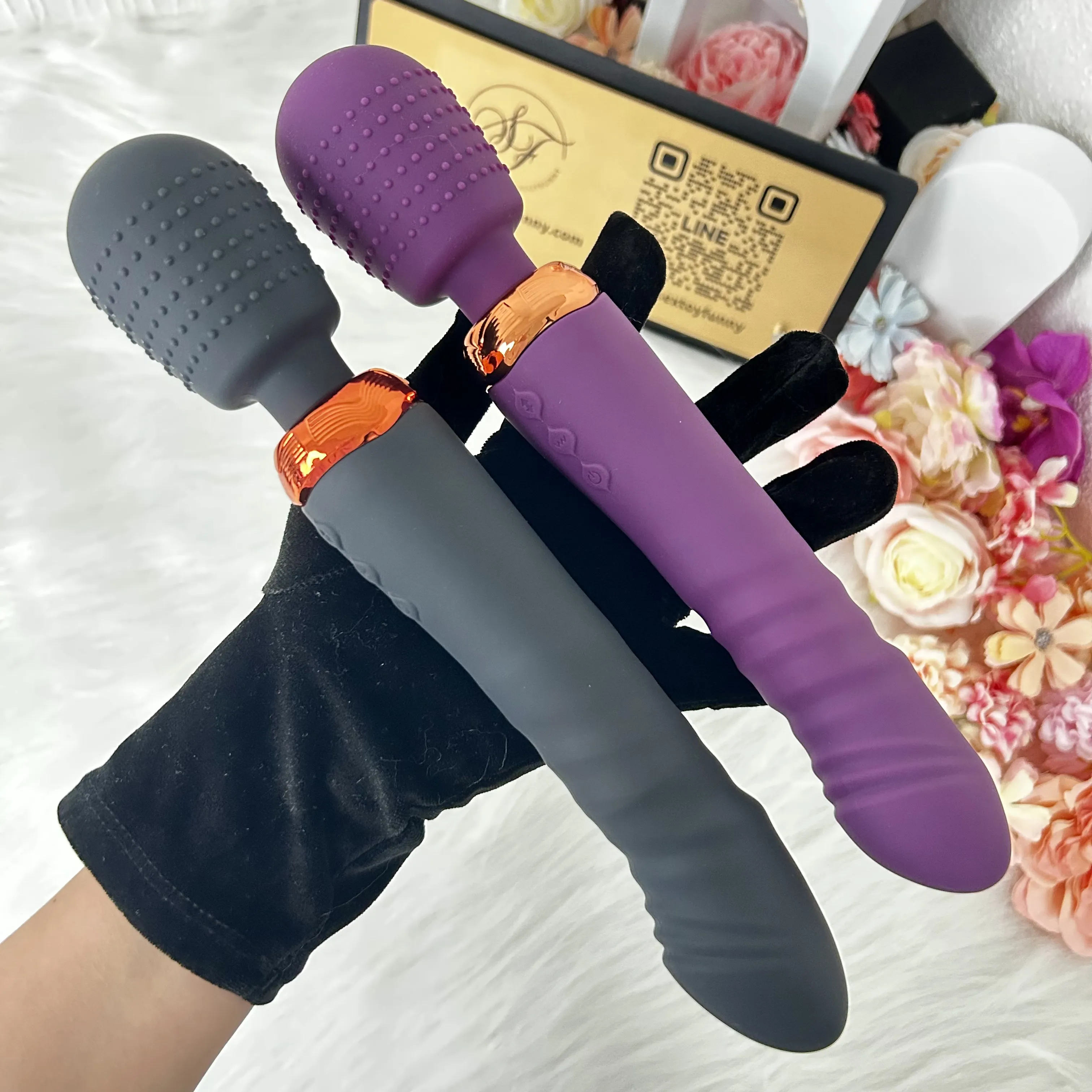 10 Vibrating & 5 Thrusting Dual Wand Dildo Vibrators