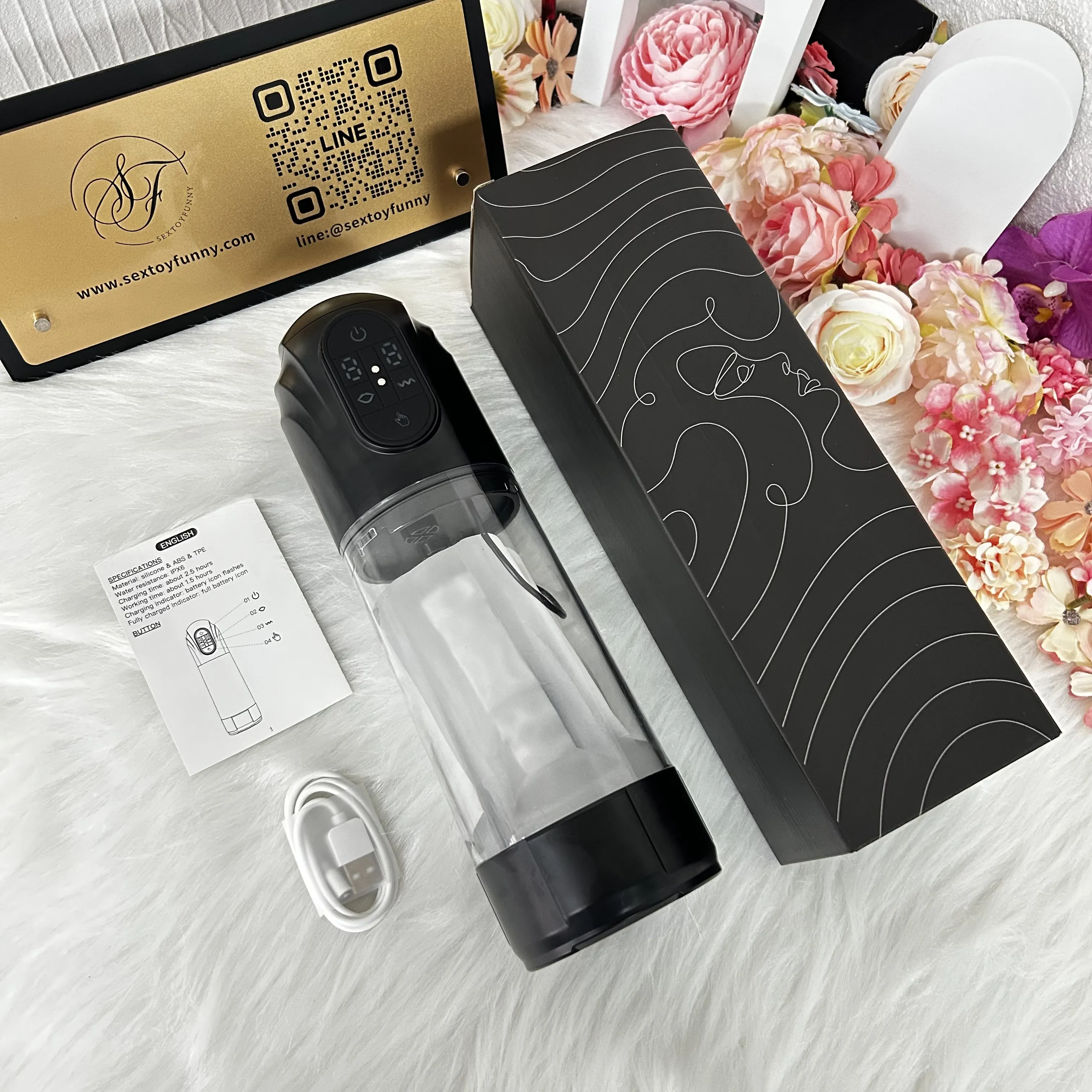จิ๋มกระป๋องออโต้ จิ๋มกระป๋องอัตโนมัติ มอเตอร์คู่ ดูด+สั่น หน้าจอ LED