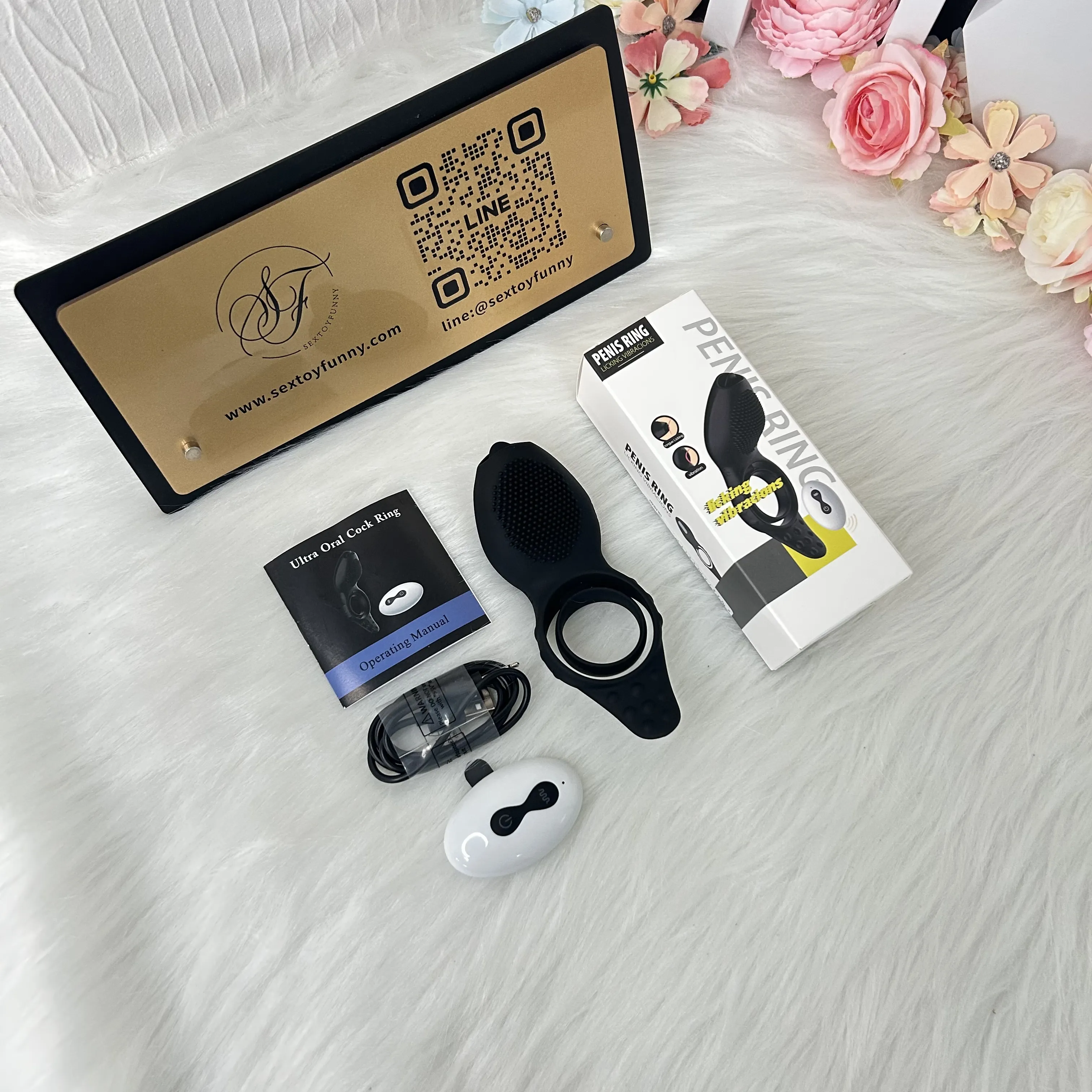 Couple 3-In-1 Tongue Remote Control Vibrator With Cock Ring