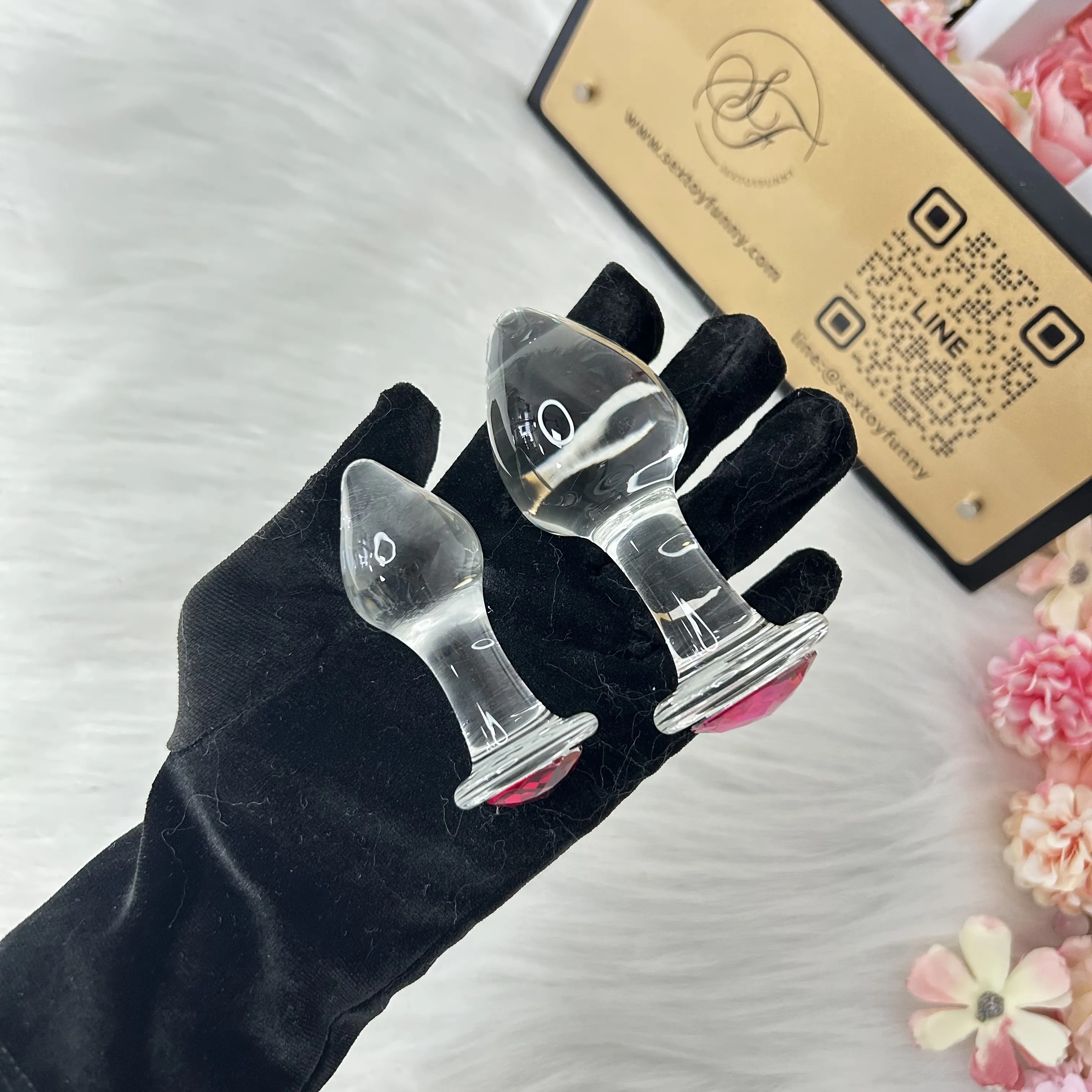 Ice And Fire Drop-Shaped Glass Butt Plug 3 Sizes Available