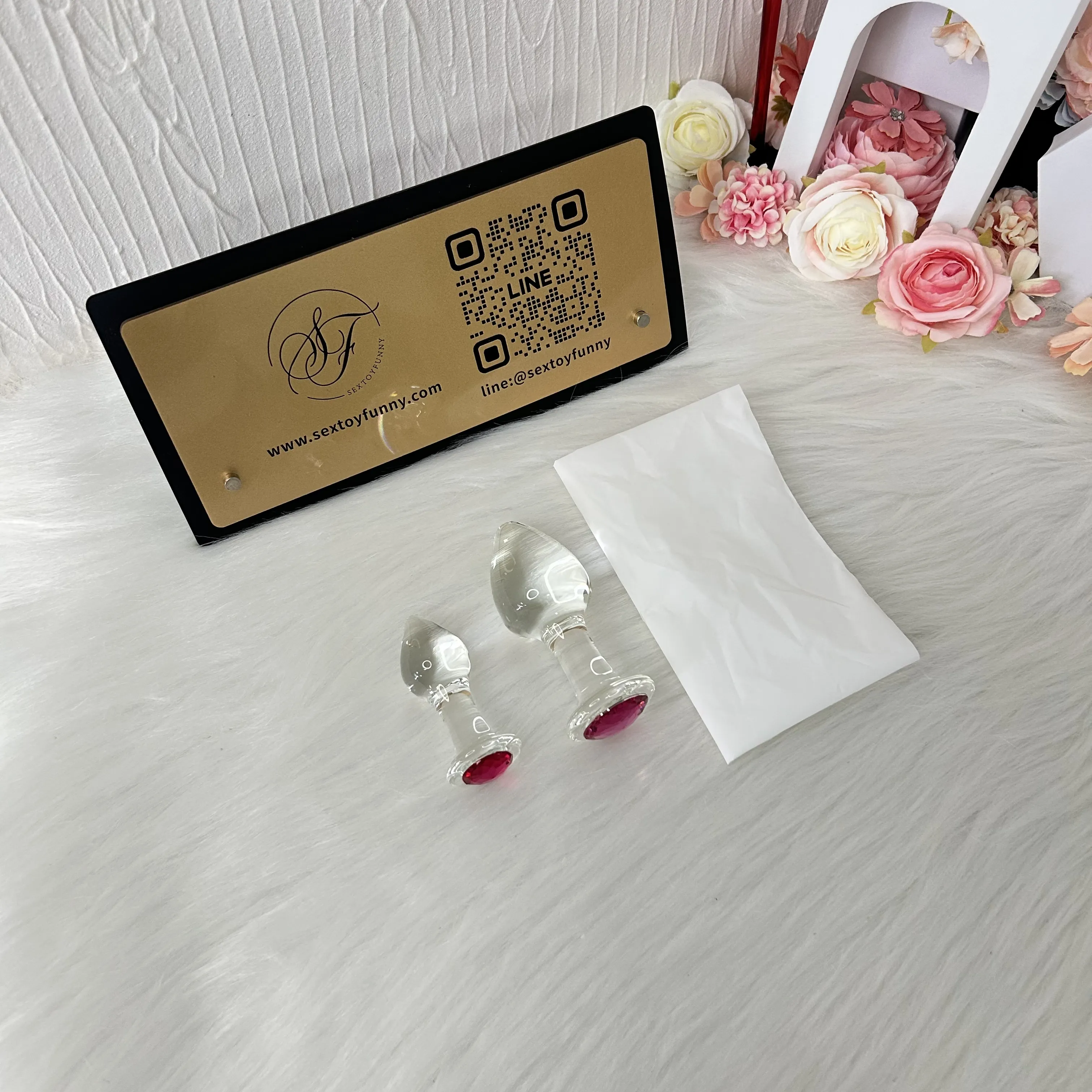 Ice And Fire Drop-Shaped Glass Butt Plug 3 Sizes Available
