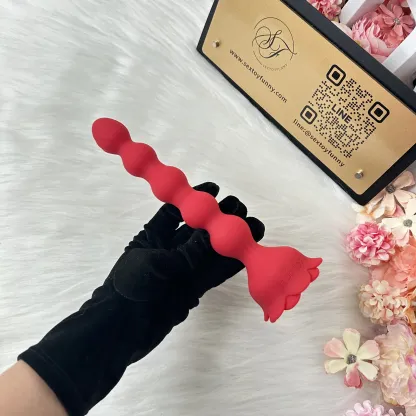 ของเล่นประตูหลัง เครื่องนวดต่อมลูกหมาก 10 โหมดการสั่นสะเทือน ไฟสีรุ้ง ออกแบบลูกปัด ควบคุมระยะไกล ซิลิโคนสองชั้น