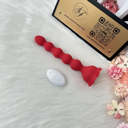 ของเล่นประตูหลัง เครื่องนวดต่อมลูกหมาก 10 โหมดการสั่นสะเทือน ไฟสีรุ้ง ออกแบบลูกปัด ควบคุมระยะไกล ซิลิโคนสองชั้น