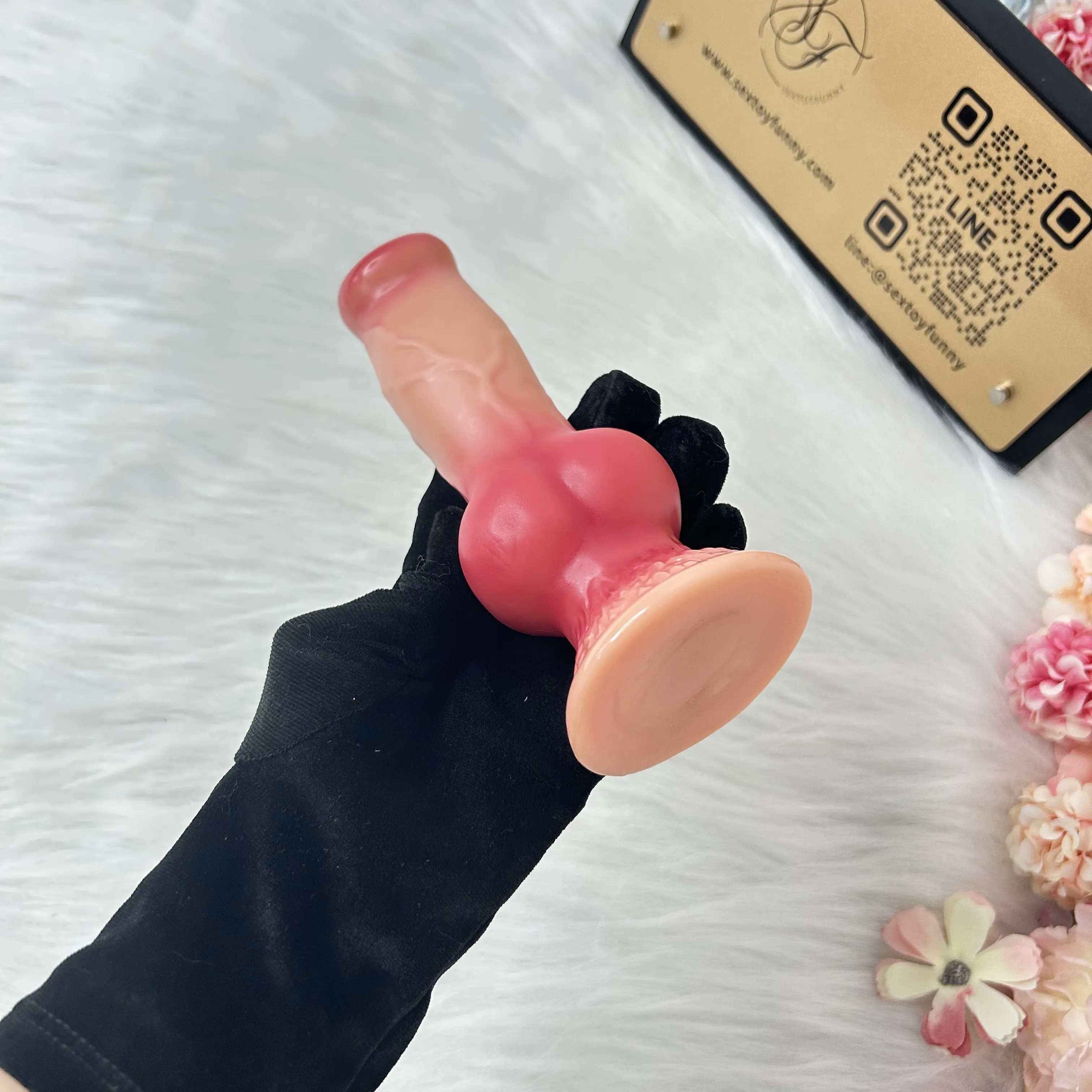 Flesh And Red Colored Silicone Dog Dildo 3 Sizes Available