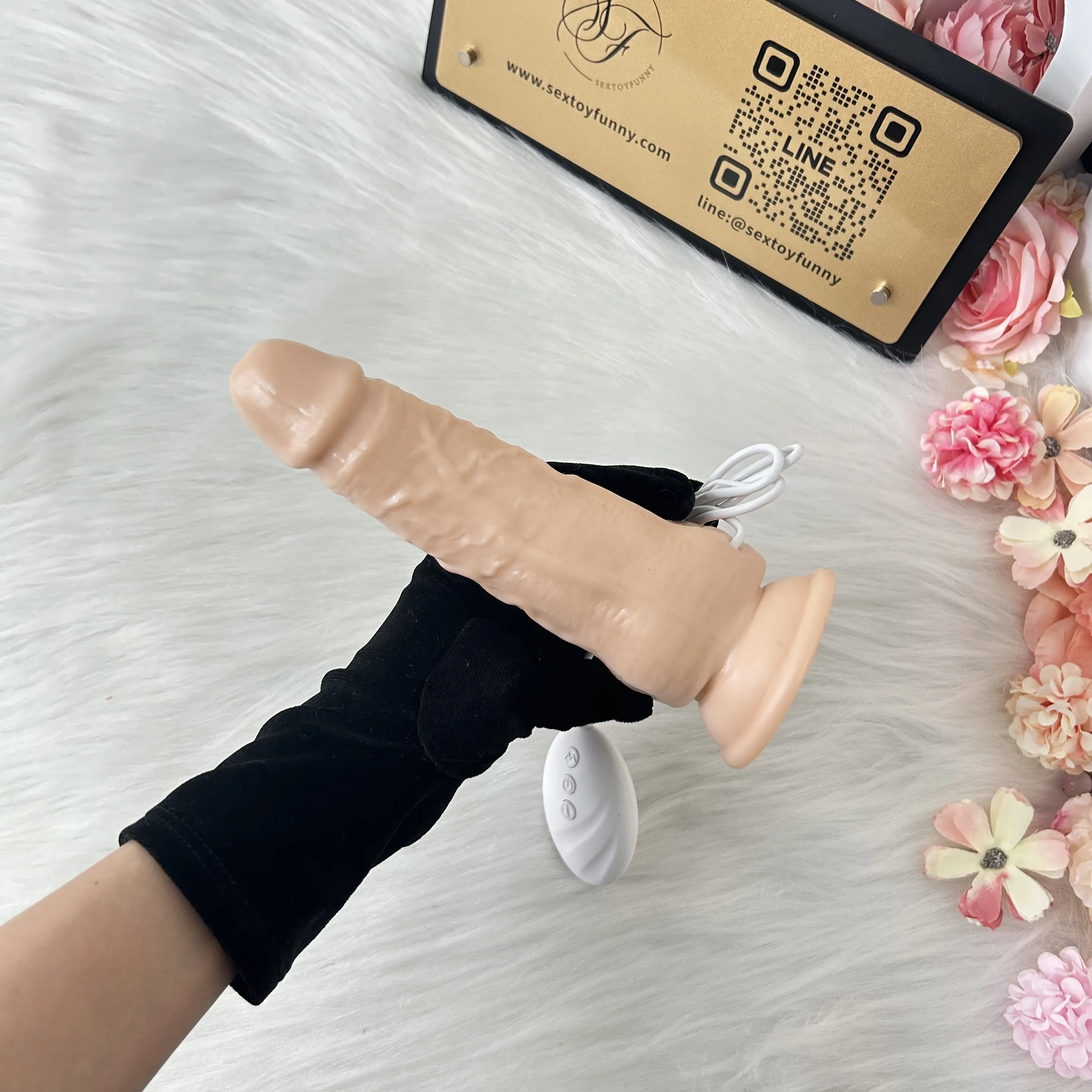 Remote Control Vibrating & Thrusting Heating Dildo 19cm