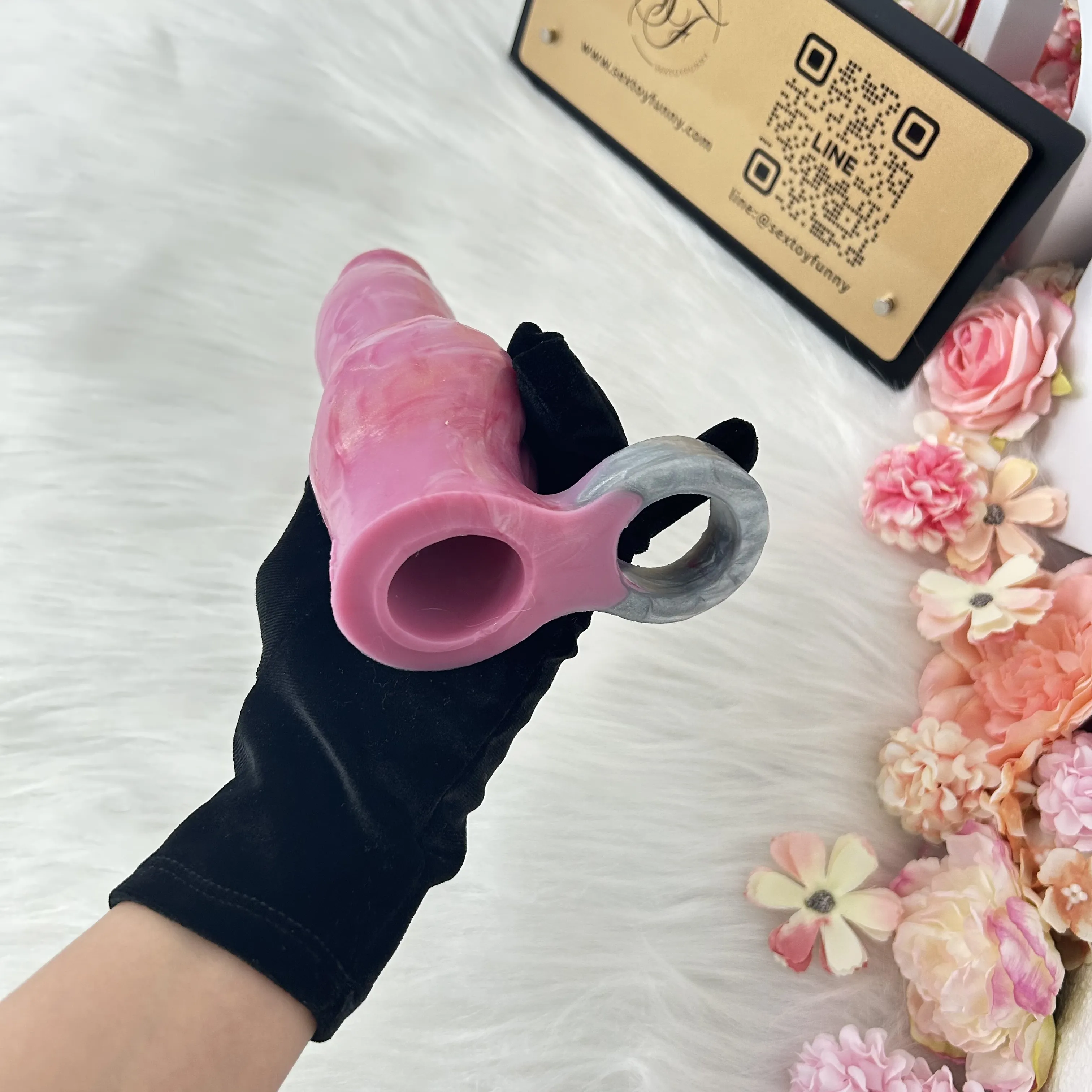 Platinum Silicone Wolf Style Penis Sleeve Prominent Veins
