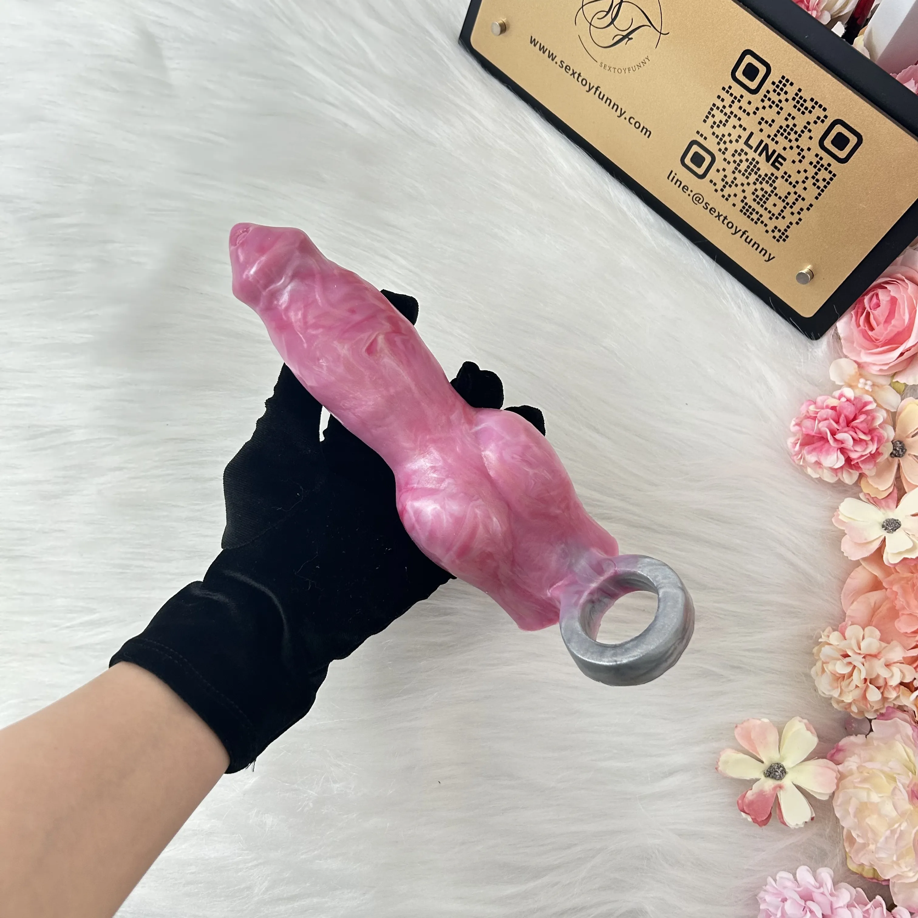 Platinum Silicone Wolf Style Penis Sleeve Prominent Veins