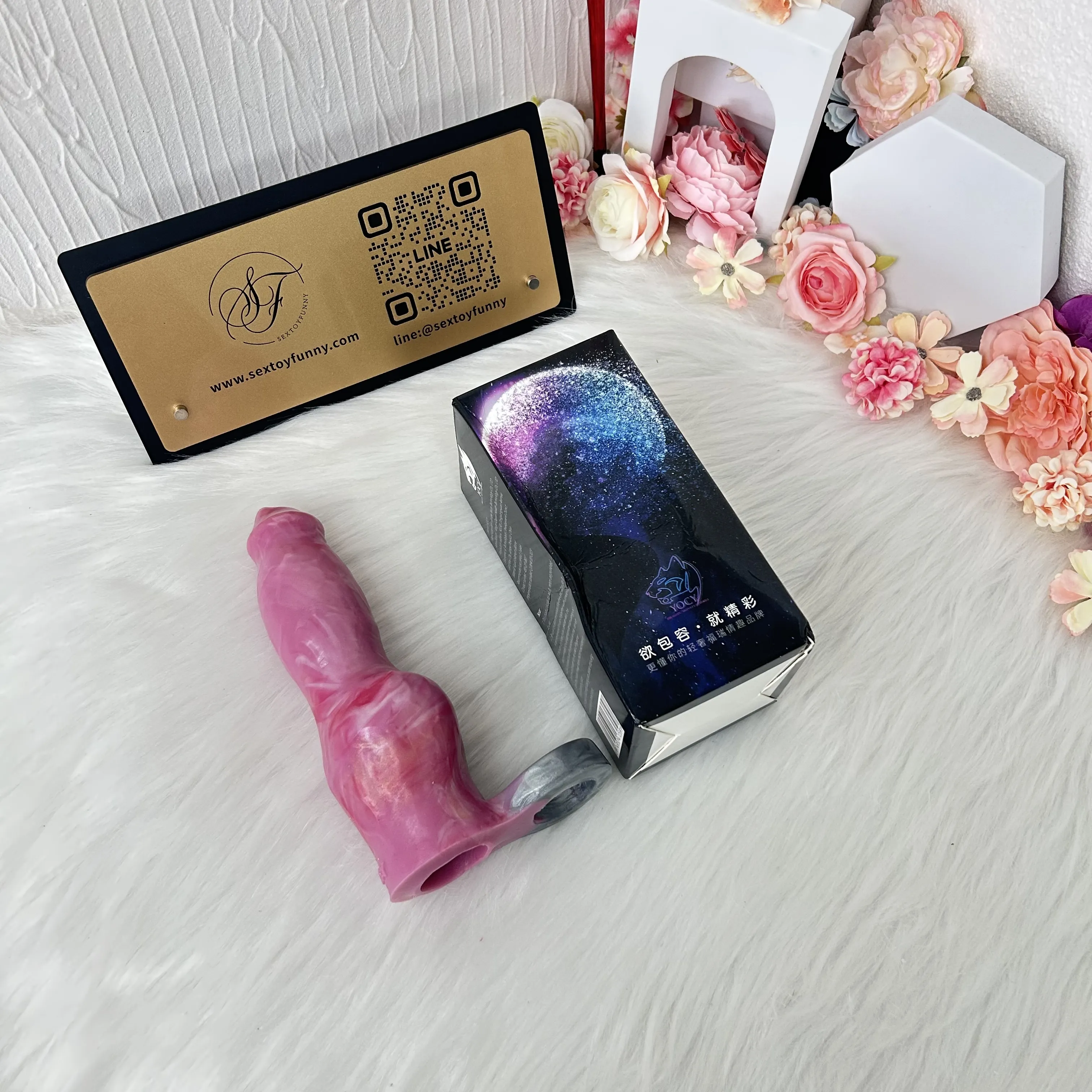 Platinum Silicone Wolf Style Penis Sleeve Prominent Veins