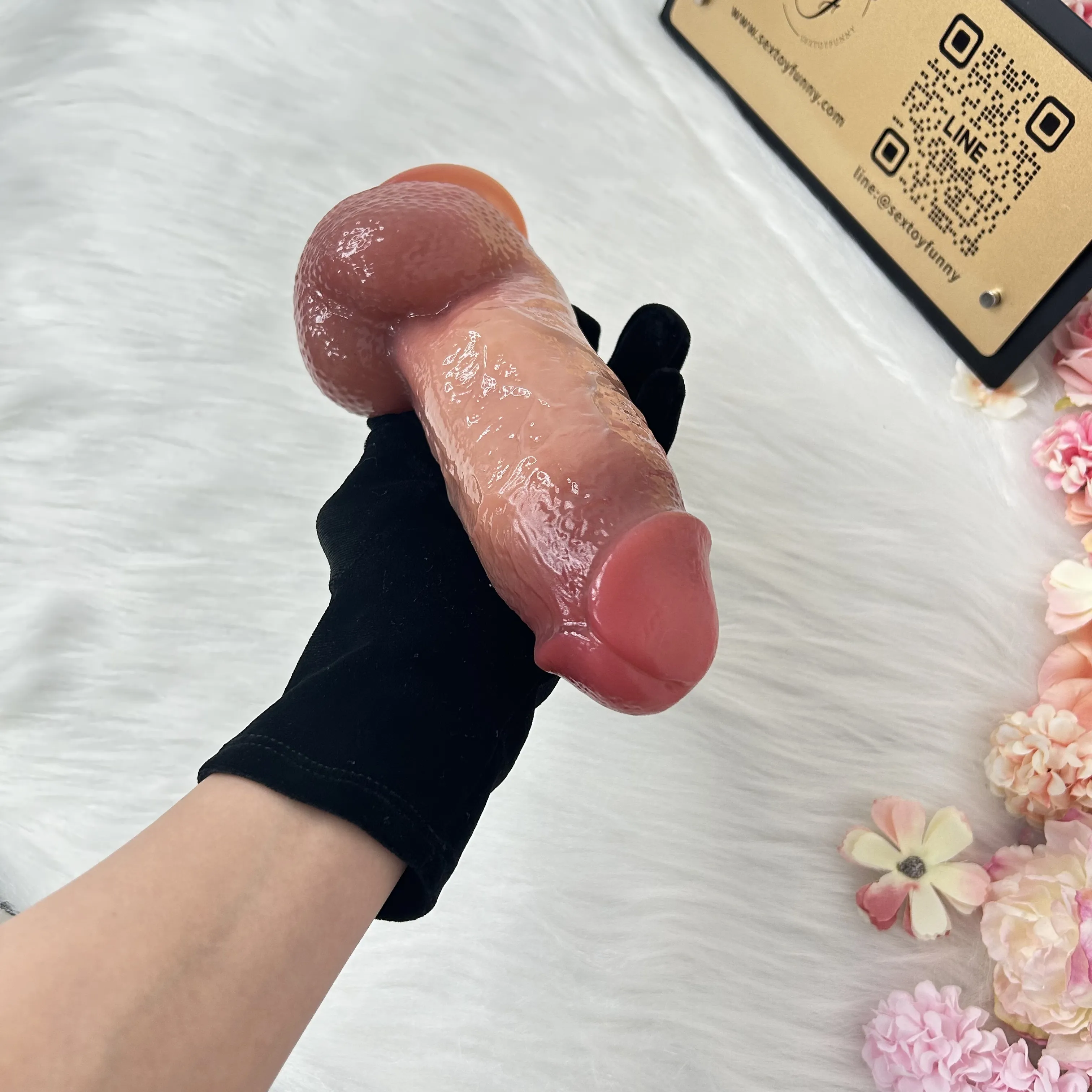 Skin Texture And Veins Thickened Realistic Dildo With Balls
