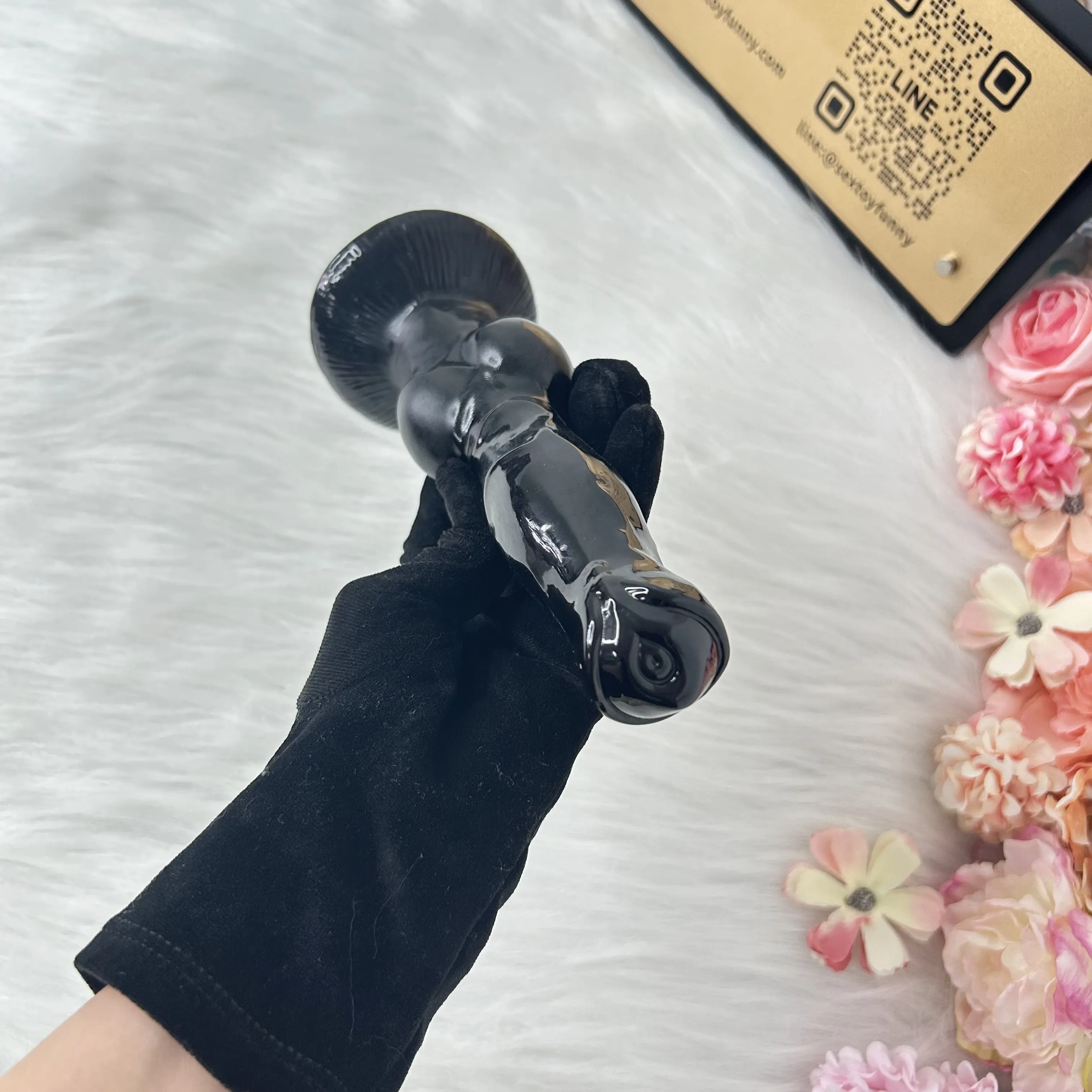 ควยปลอม ดิลโด้ สีดำทั้งชิ้น แผ่นดูดแรงสูง PVC ทางการแพทย์