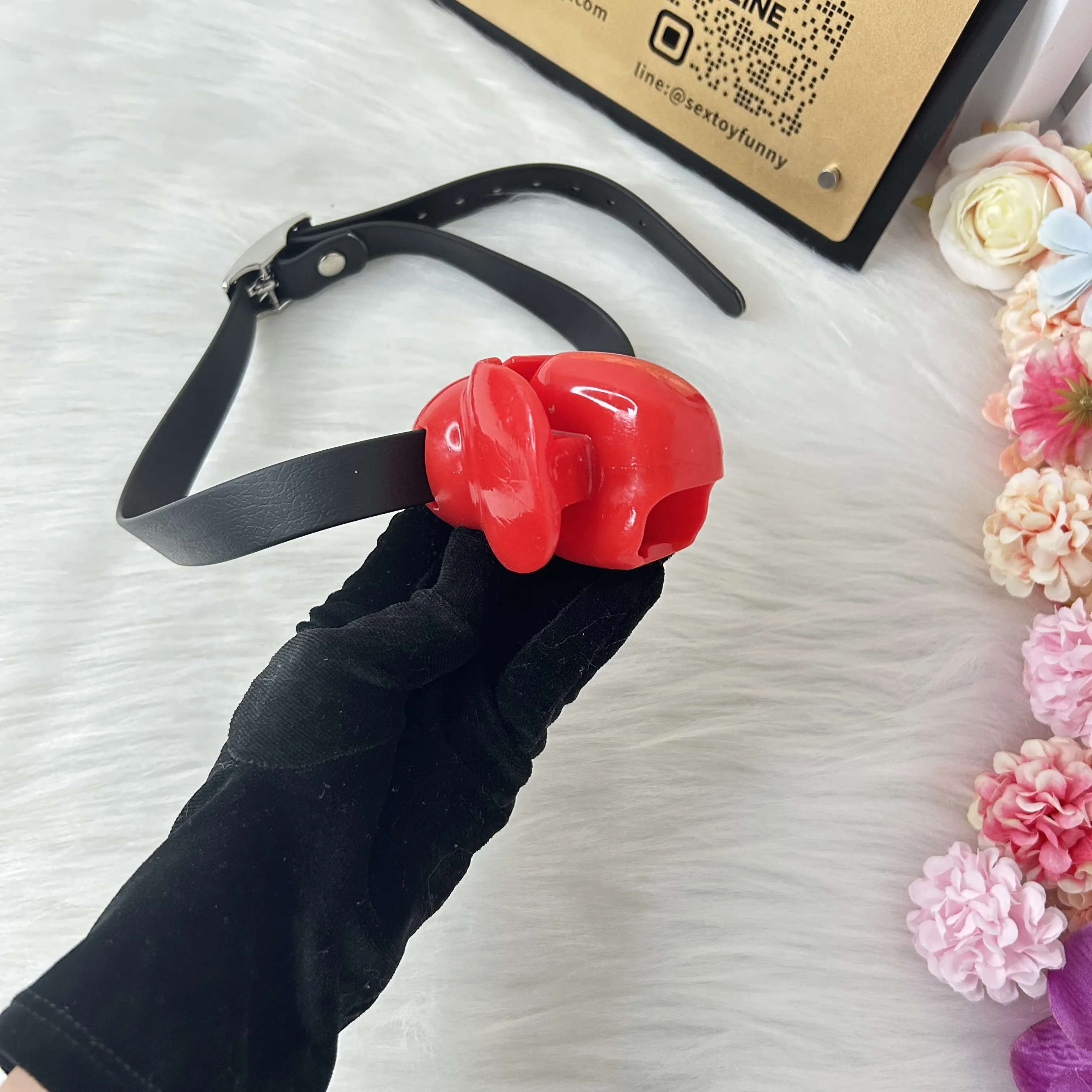 BDSM เข็มขัดรัดปากแบบบอล ฟังก์ชันยึดลิ้น ทางเลือก นายทาส อุดปาก การลงโทษ อุปกรณ์ SM