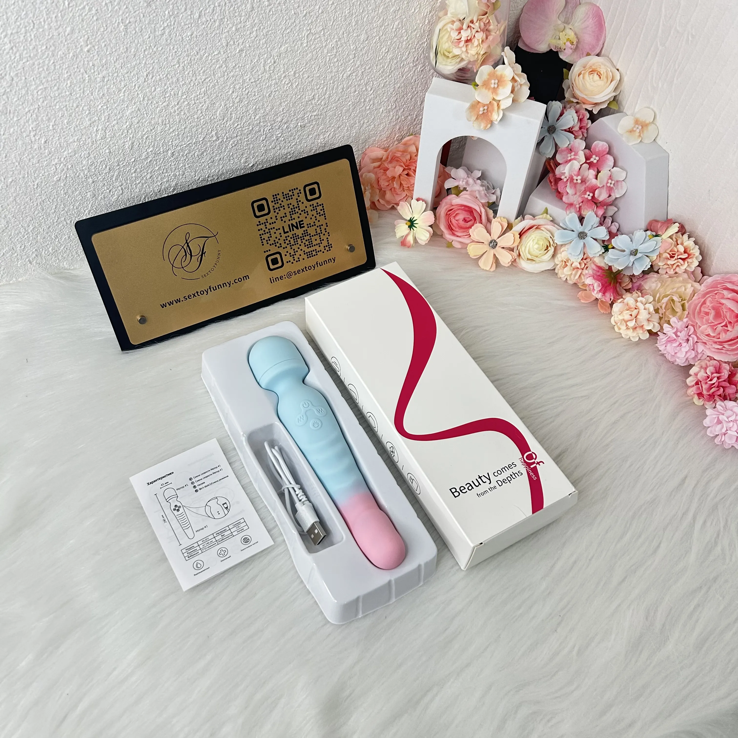 เครื่องนวดAV มอเตอร์สั่นสะเทือนแรงคู่ 7 ความถี่การสั่น ออกแบบสองหัว ออกแบบเลียนแบบเหมือนจริง
