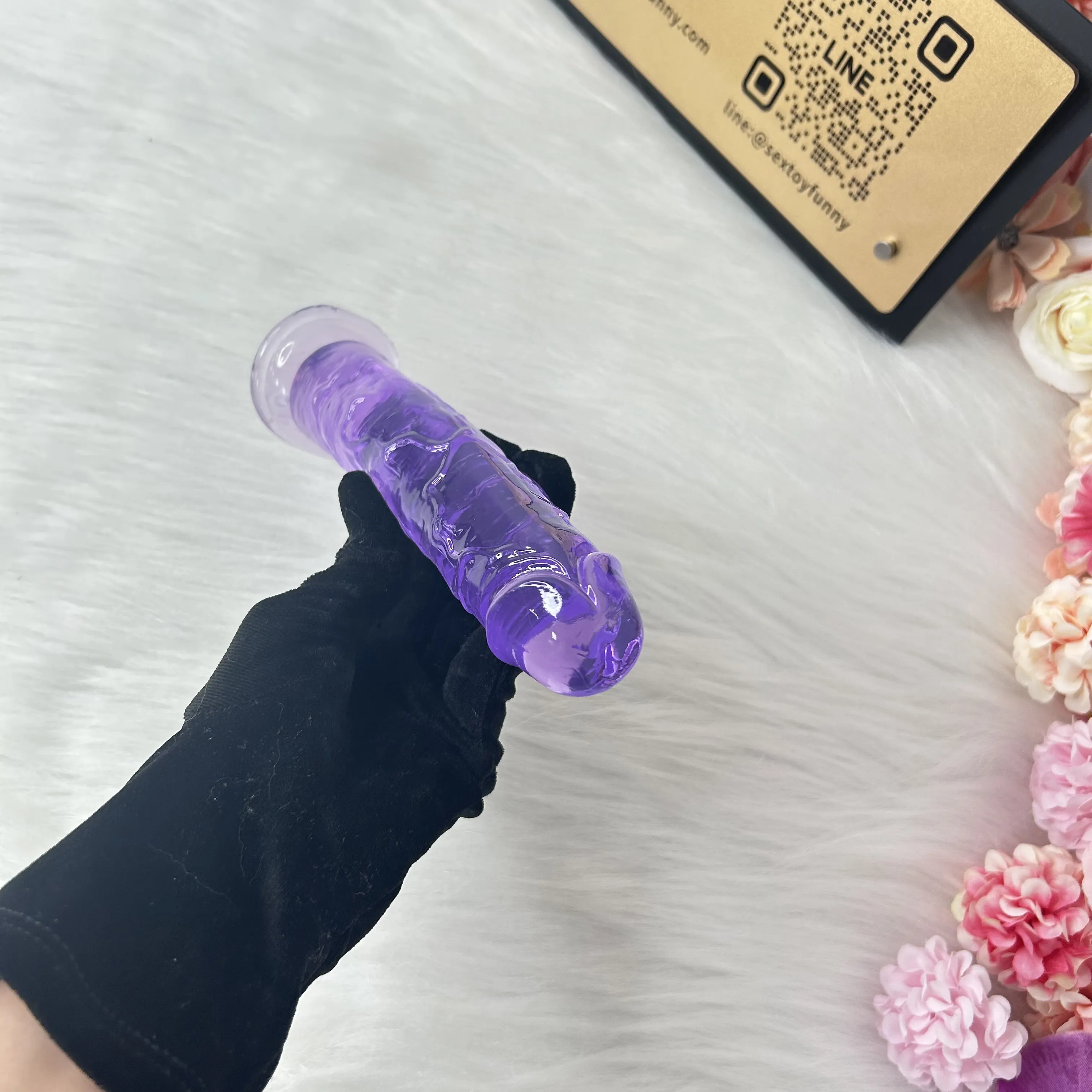 Transparent Purple Realistic Dildo With Suction Cup 3 Sizes