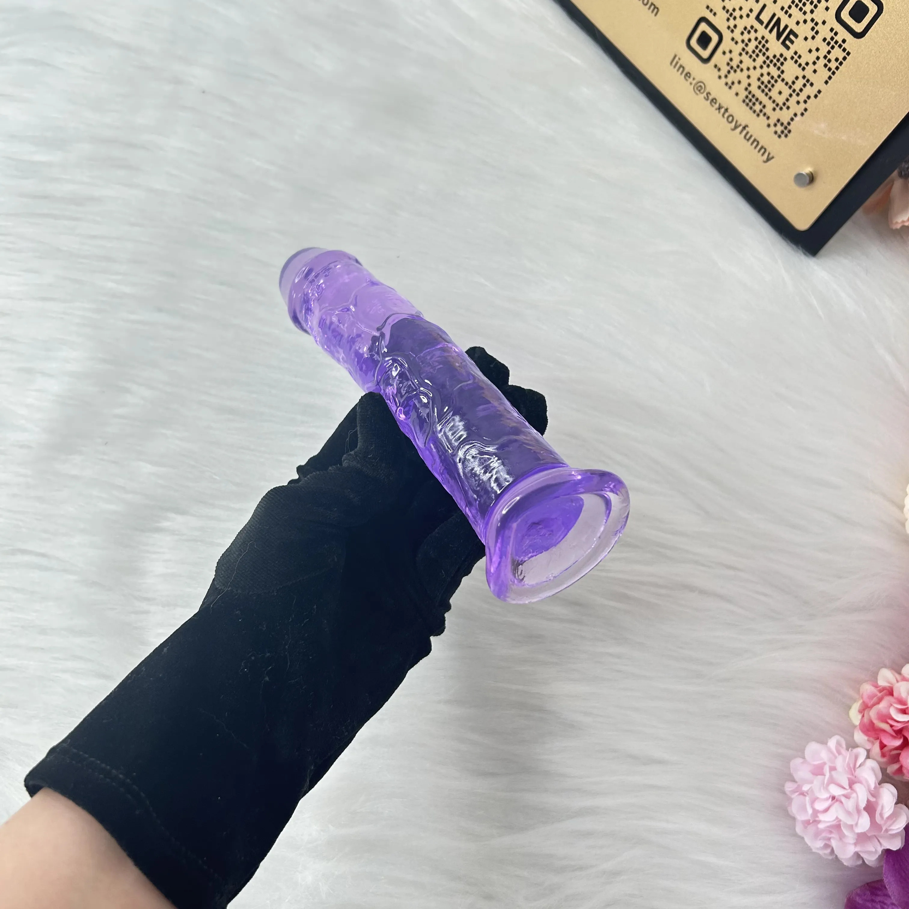 Transparent Purple Realistic Dildo With Suction Cup 3 Sizes