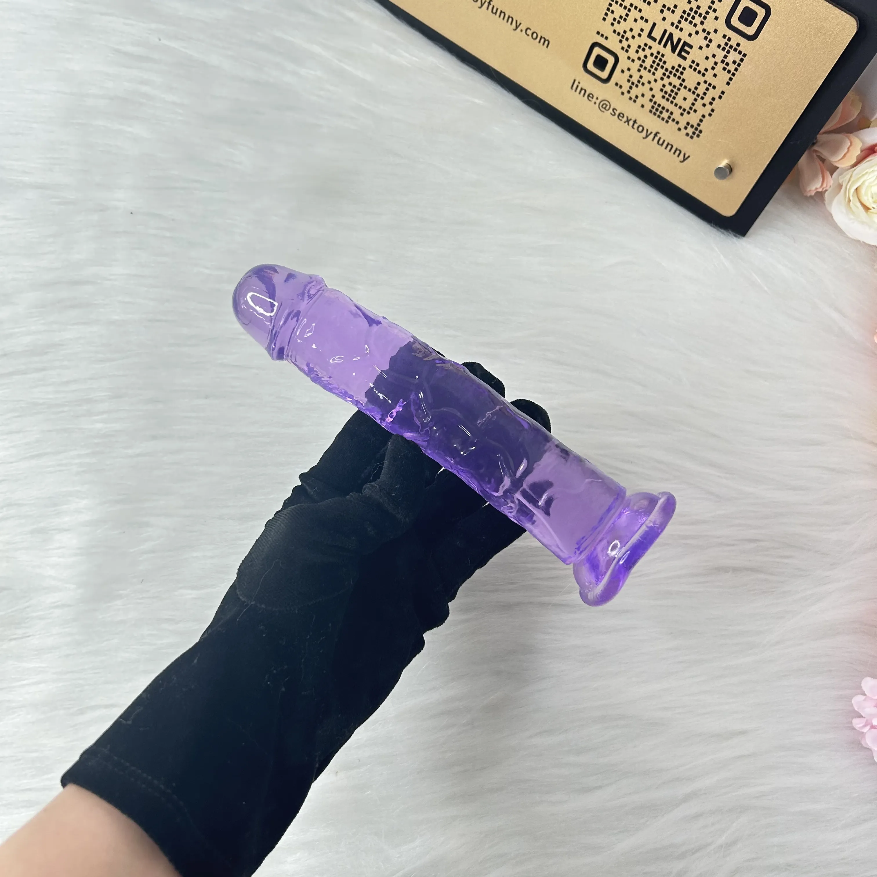 Transparent Purple Realistic Dildo With Suction Cup 3 Sizes