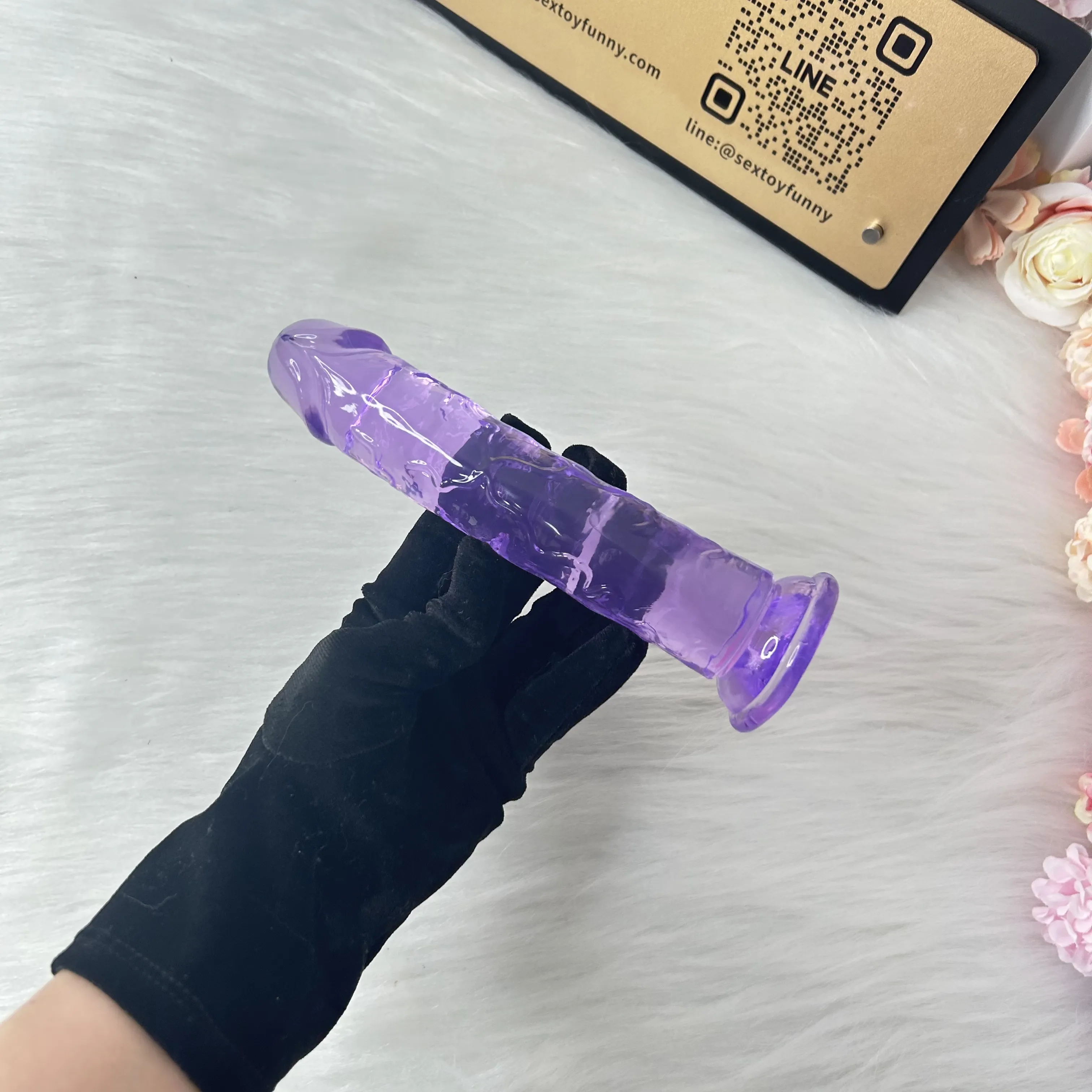 Transparent Purple Realistic Dildo With Suction Cup 3 Sizes