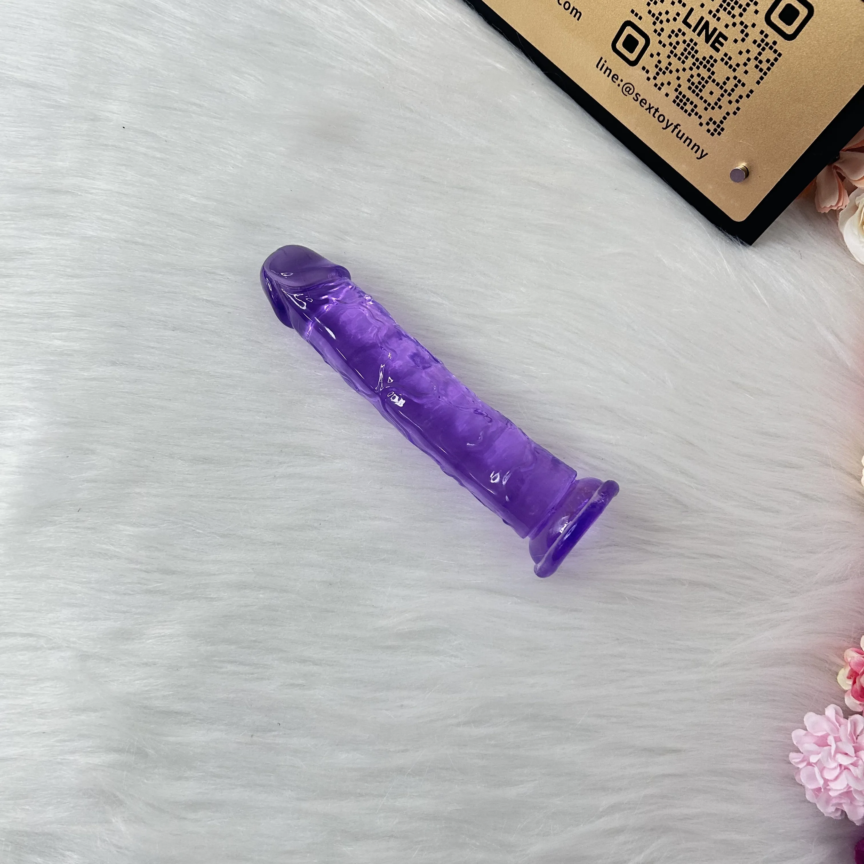 Transparent Purple Realistic Dildo With Suction Cup 3 Sizes