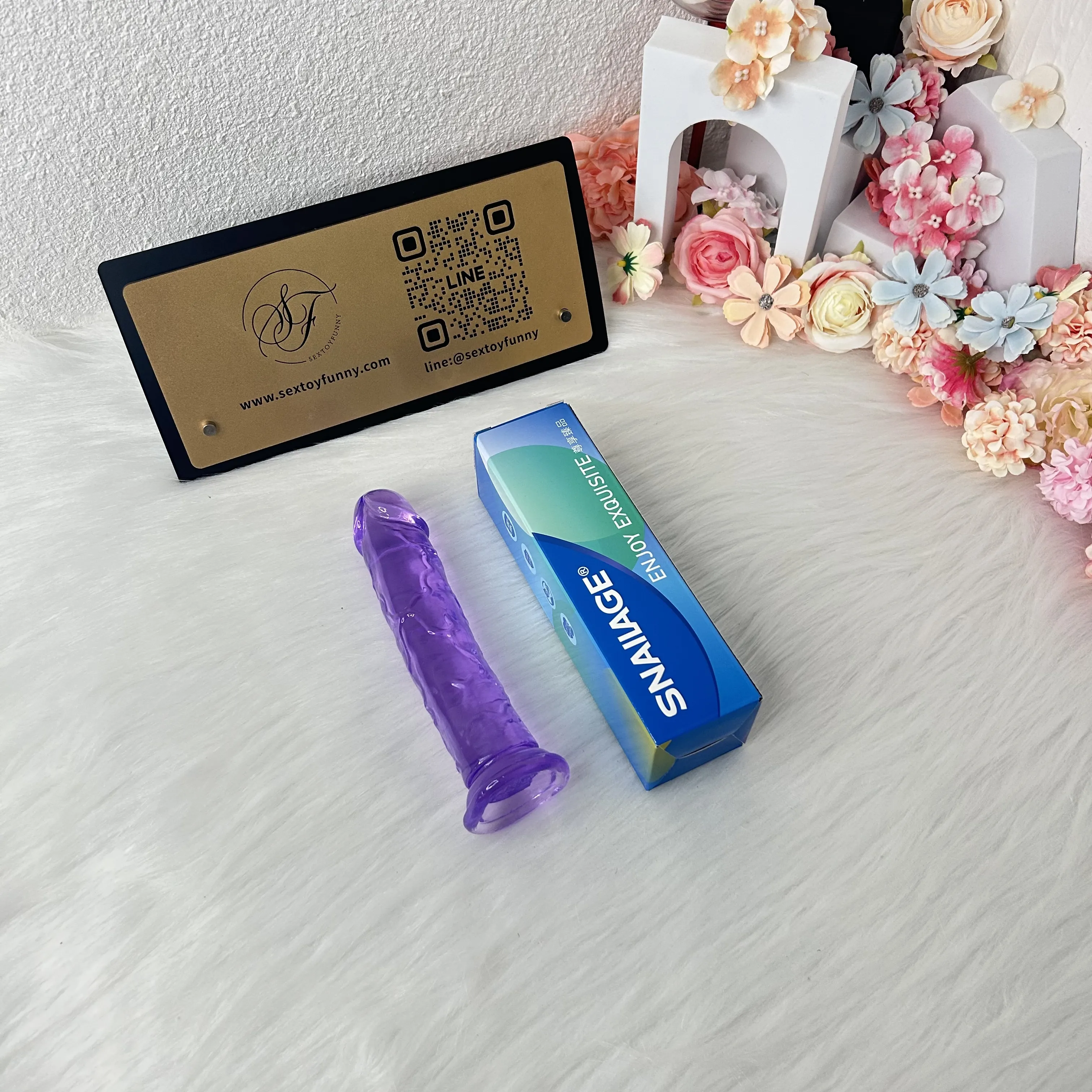 Transparent Purple Realistic Dildo With Suction Cup 3 Sizes