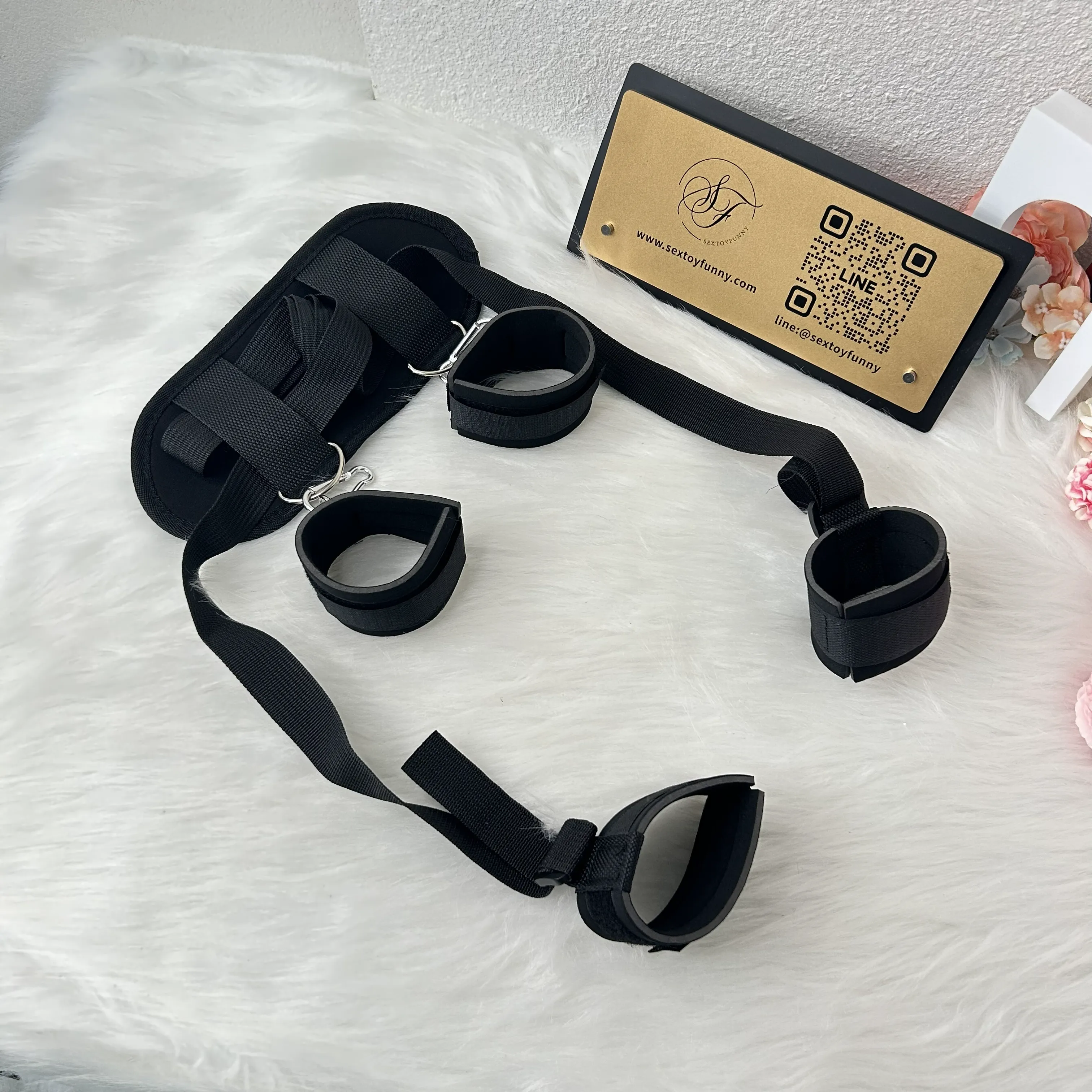 Plush Cotton Sex Position Restraint with Cuffs - Adjustable Bondage Set